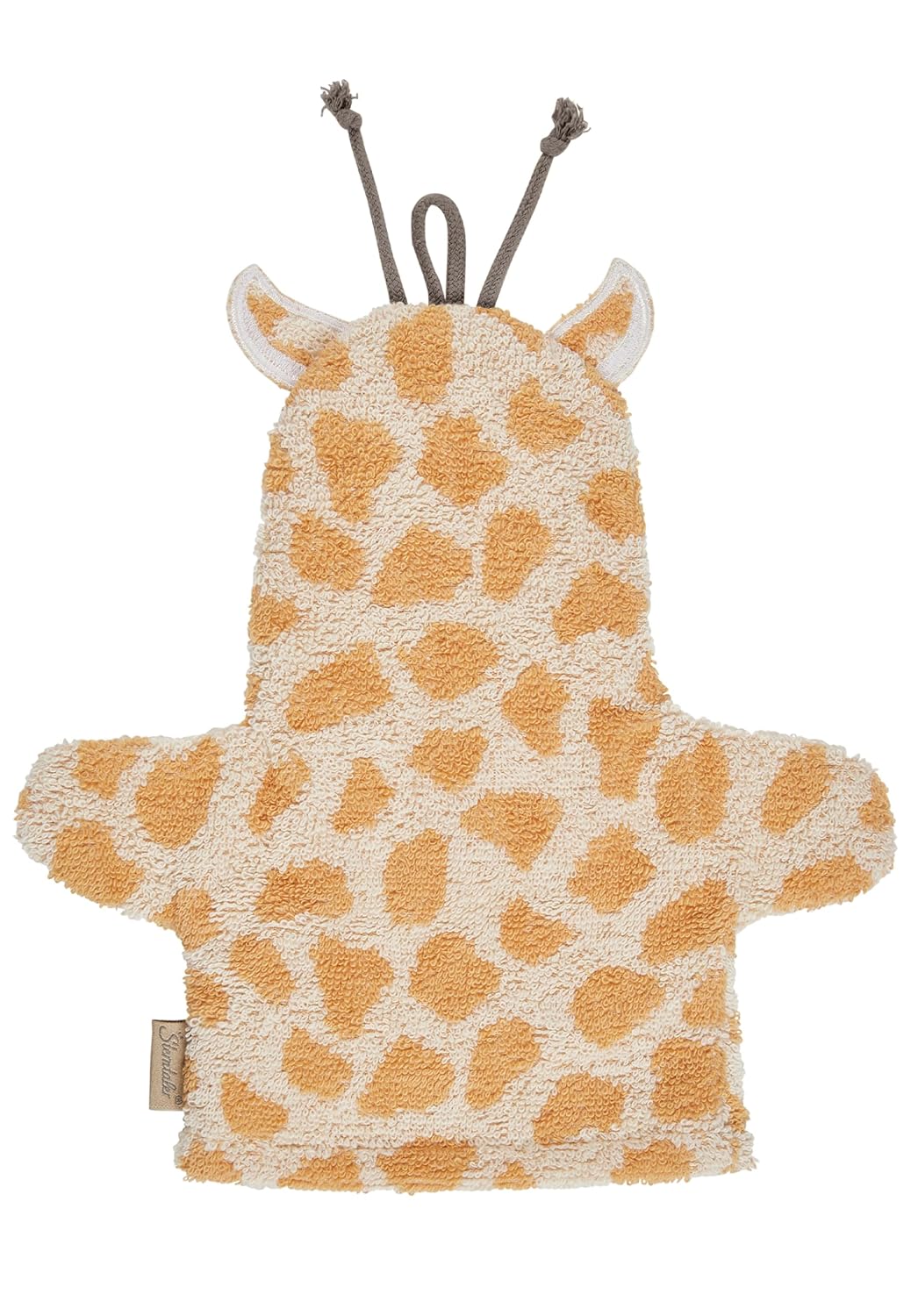 Sterntaler Giraffe Kaya Washcloth - Absorbent Cotton Wash Mitt with Beautiful Selvedges - Cute Embroidery - For Babies and Toddlers - Sand