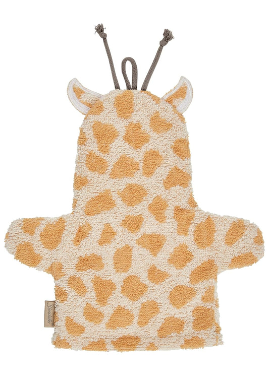 Sterntaler Giraffe Kaya Washcloth - Absorbent Cotton Wash Mitt with Beautiful Selvedges - Cute Embroidery - For Babies and Toddlers - Sand