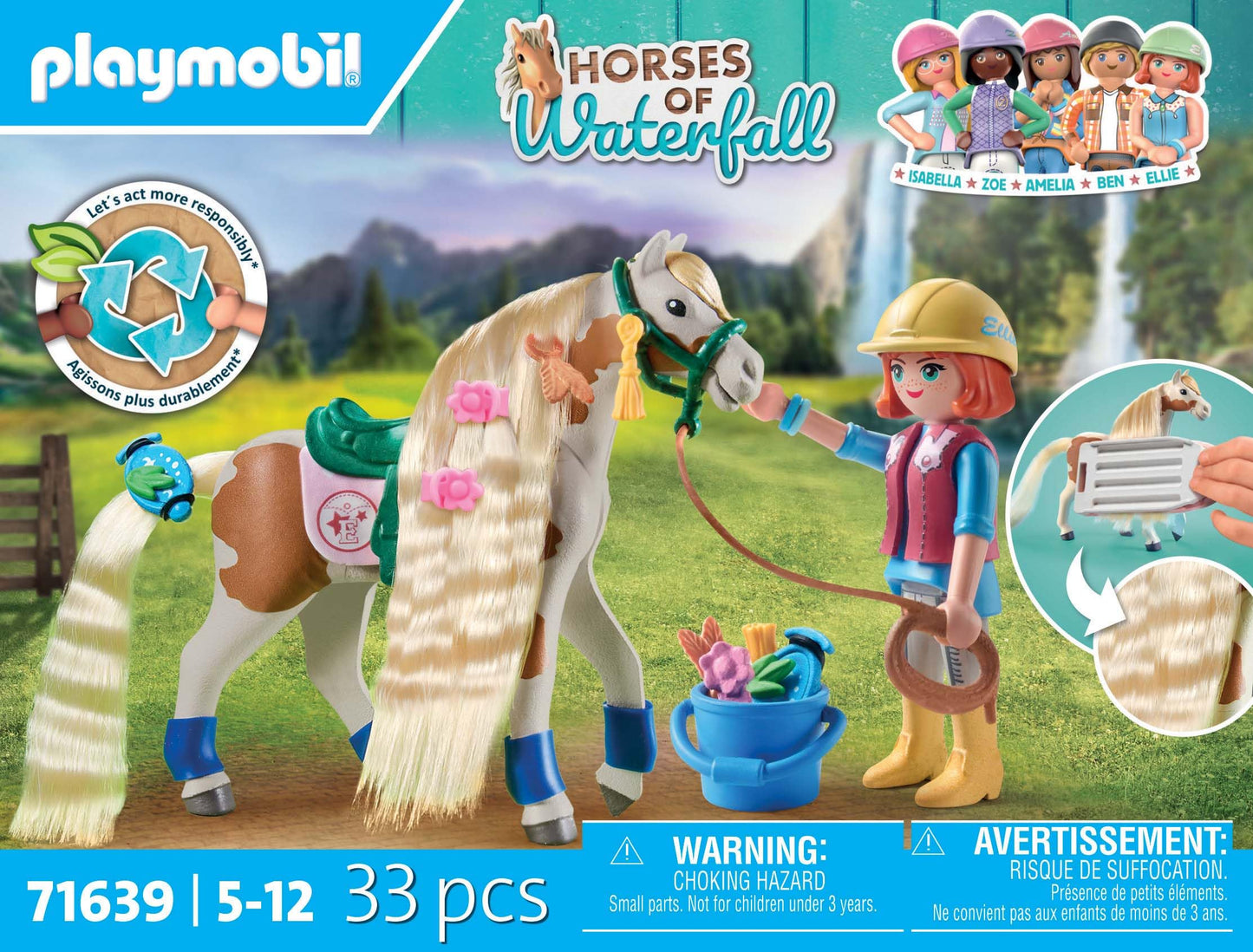 PLAYMOBIL Horses of Waterfall 71640 Kreativset mit Pferd und Stiften, inklusive Einer Figur, einem Pferd und DREI Crayola Stiften, künstlerisches Spielzeug für Kinder ab 5 Jahren