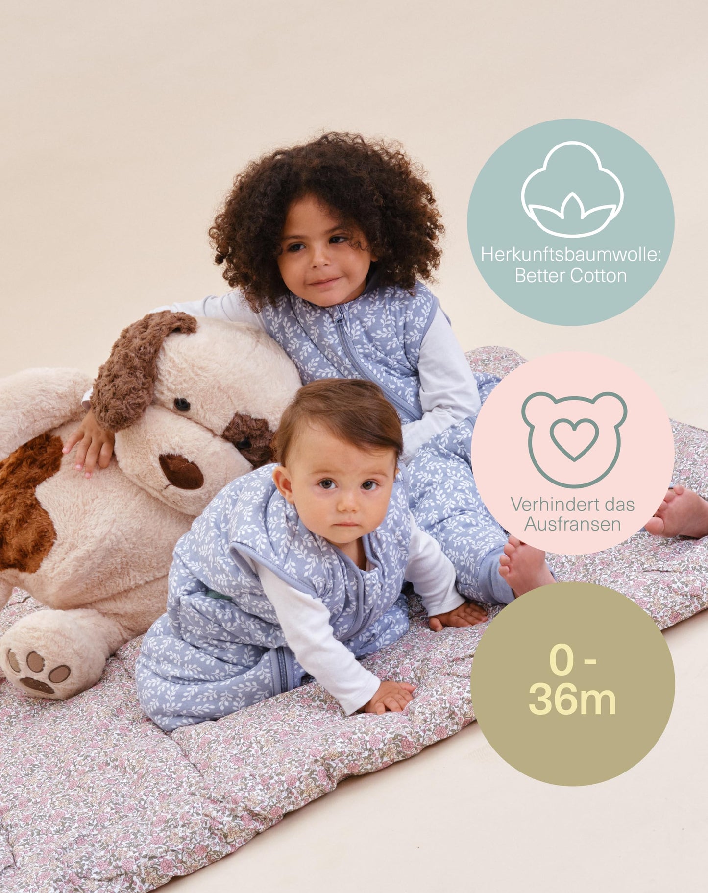 molis&co - Baby Sleeping Bag 2.5 TOG - All-Year Sleeping Bag - Baby Sleeping Bag Newborn - 100% Cotton (Oeko-Tex 100), Sleeveless Winter Sleeping Bag Padded - Premium Quality - Colima (70 cm)