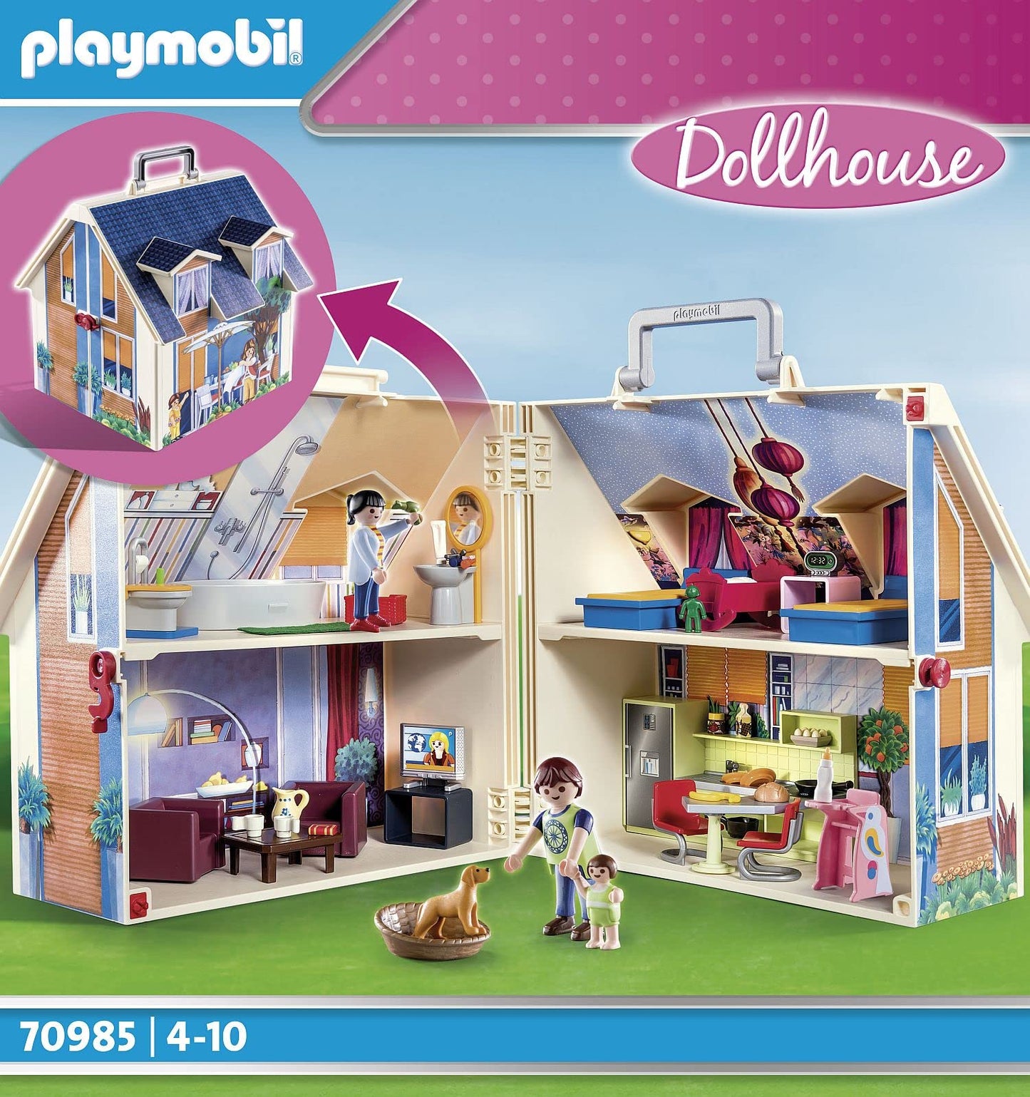 PLAYMOBIL | Dollhouse |Spielzeug für Kinder ab 4 Jahren | Mitnehm-Puppenhaus mit Griff | 70985