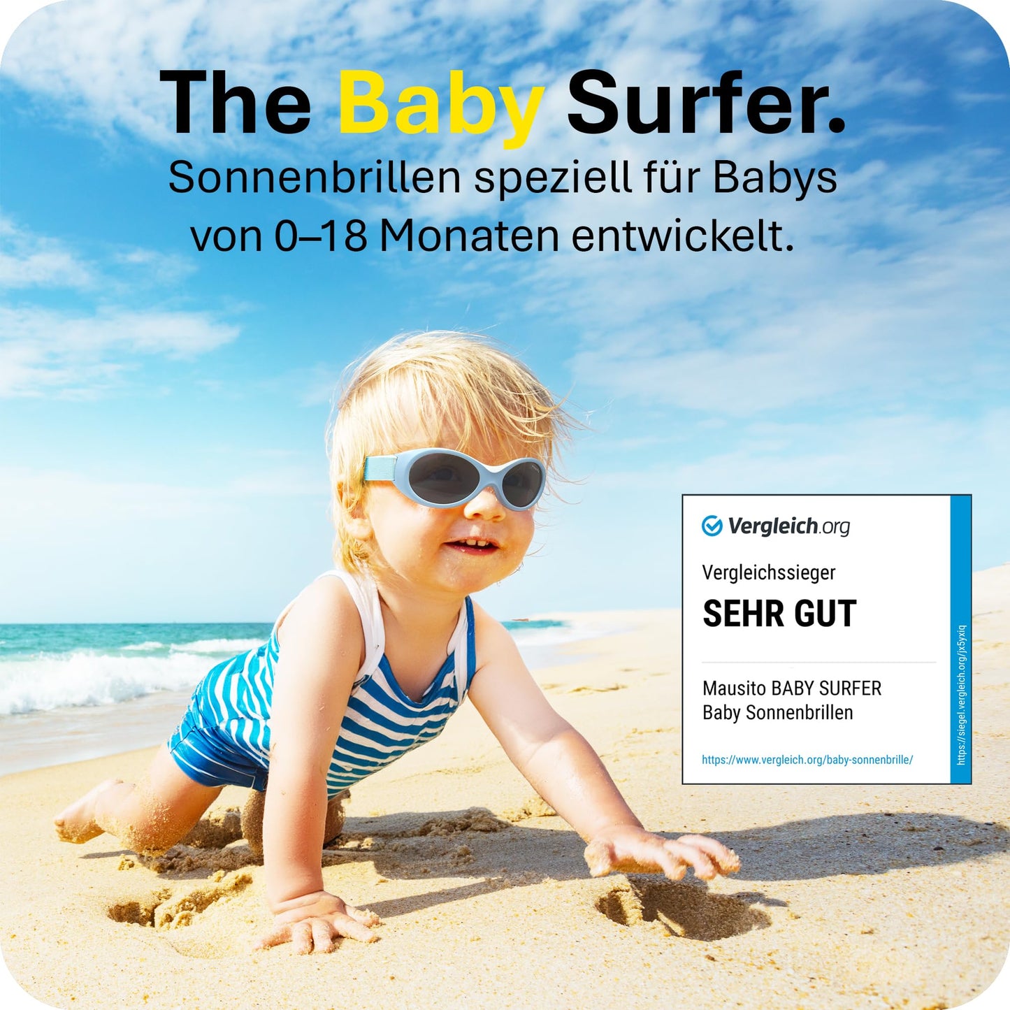 Mausito BABY Sonnenbrille 0-18 Monate Mädchen I VERGLEICHSSIEGER Sonnenbrille Baby 100% UV-Schutz I BIEGSAM & verstellbares Band I Schadstofffrei I Europäisches Design für Kinder gemacht