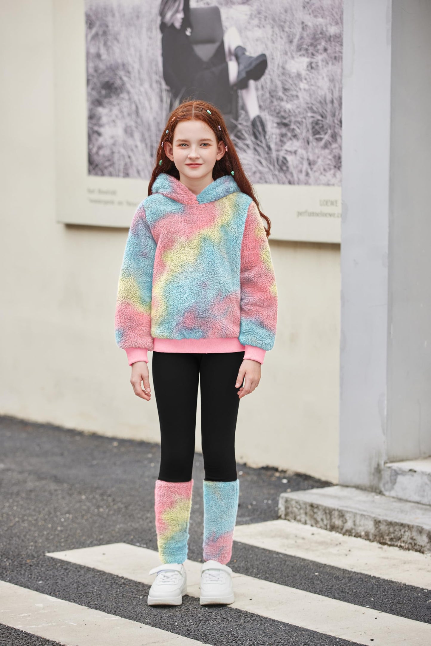 Arshiner Girls' Clothing Sets Winter Children's Hoodie with Leggings Set Warm Cuddly Padded Clothing Two Piece Outfits for Girls 5-14 Years