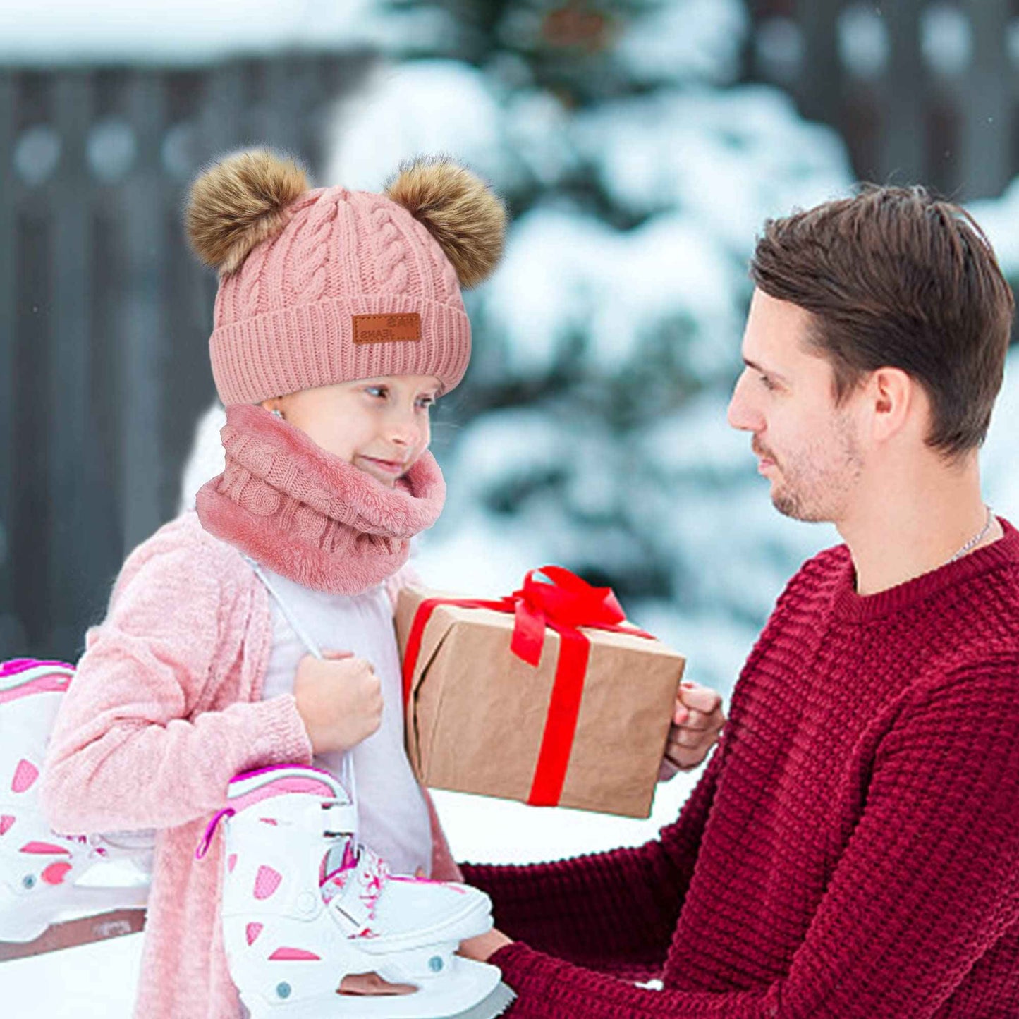 Kinder Wintermütze Schal Handschuhe Set - Strickmütze Beanie Hut für Mädchen Jungen 3-8 Jahre - Warme Winter Bekleidung