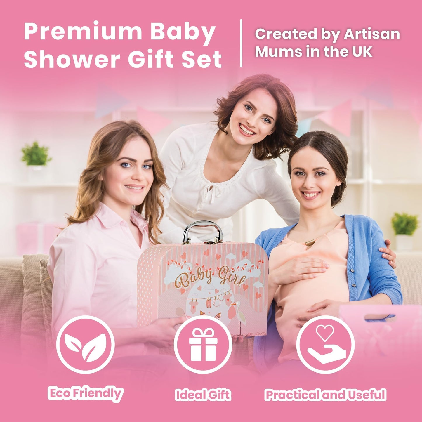 Baby Box Shop Babyparty Geschenk - 12 Baby-Essentials, Baby Geschenkset, Baby Geschenkkorb, Geschenke für eine Babyparty, Neugeborene Geschenkset, Neugeborenen Geschenk, Baby Geschenk Set - Creme