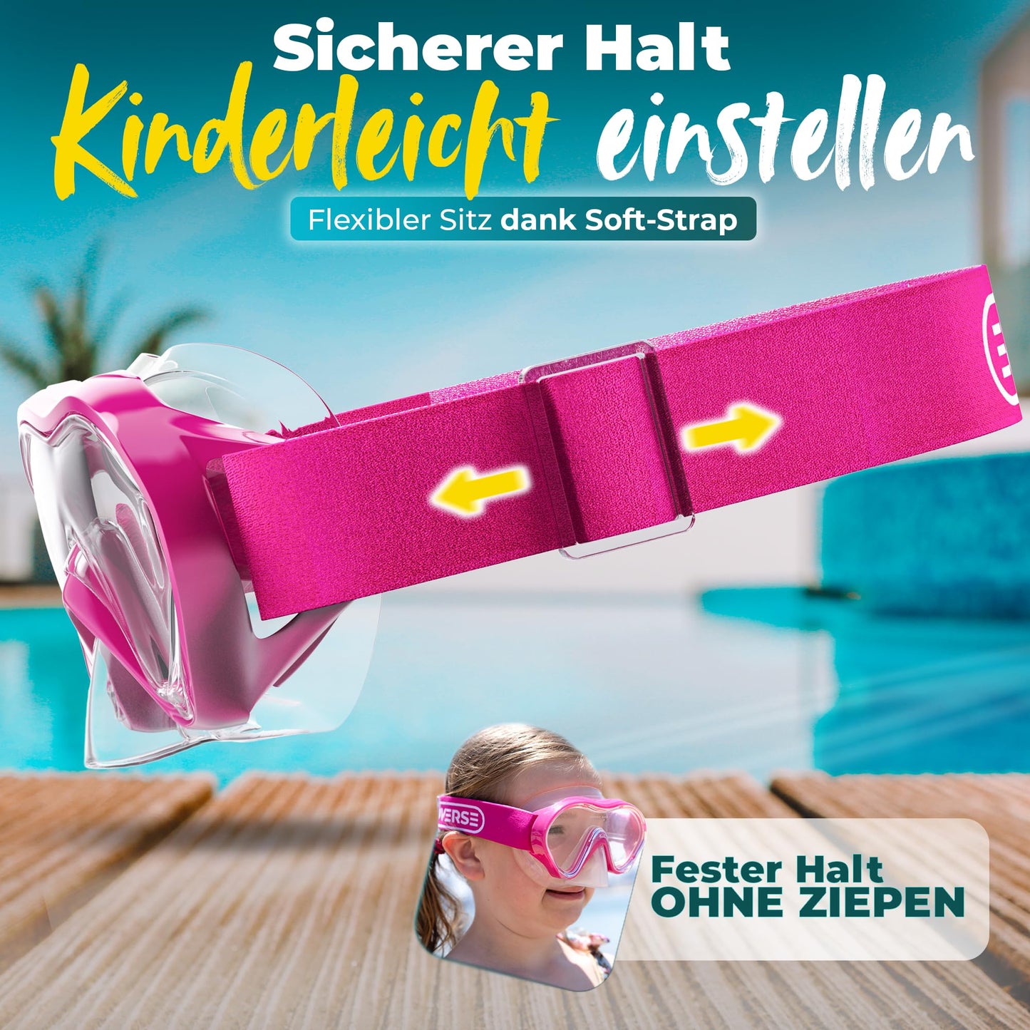 KIDVERSE Schnorchelset Kinder - Taucherbrille mit Schnorchel - Panorama Taucherbrille mit Nase - Kindertaucherbrille Alternative Schnorchelmaske