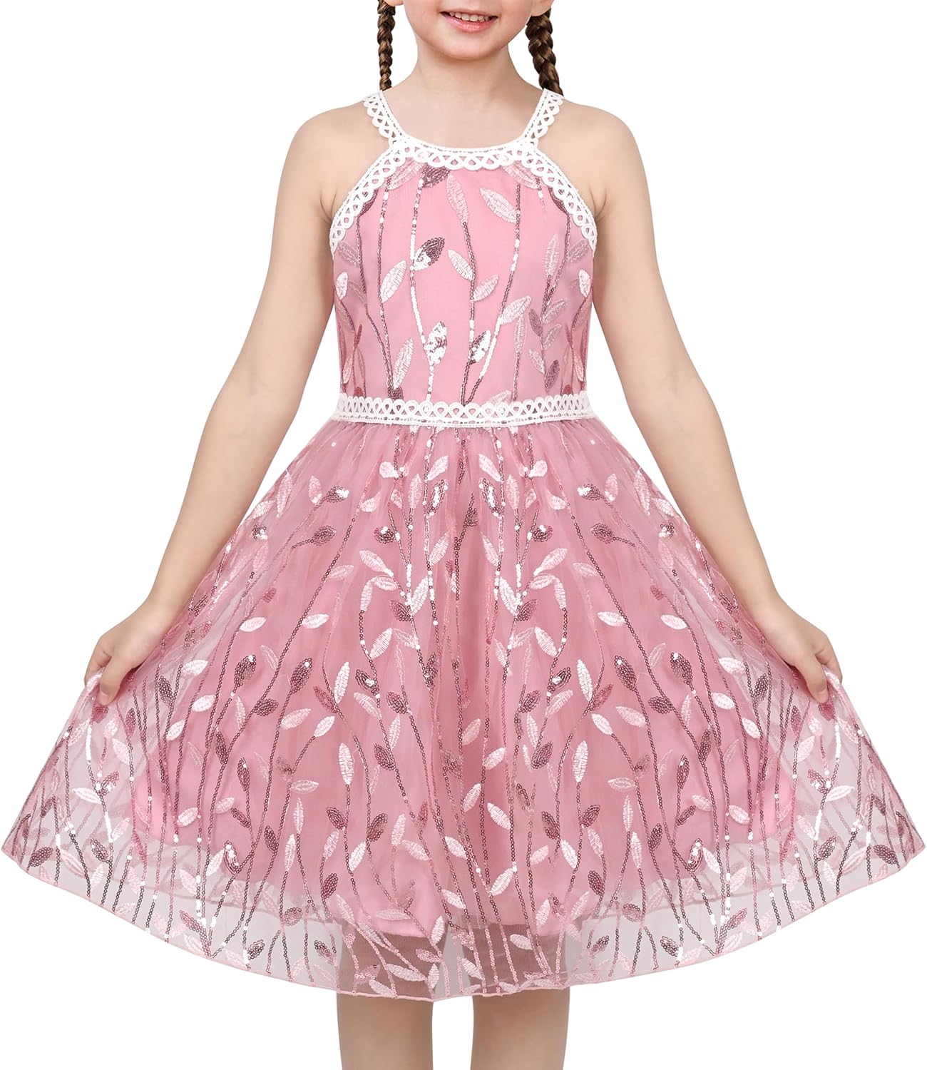 Sunny Fashion Mädchen Kleid Türkis Schmetterling Gestickt Halfter Kleid Party Gr. 104-146