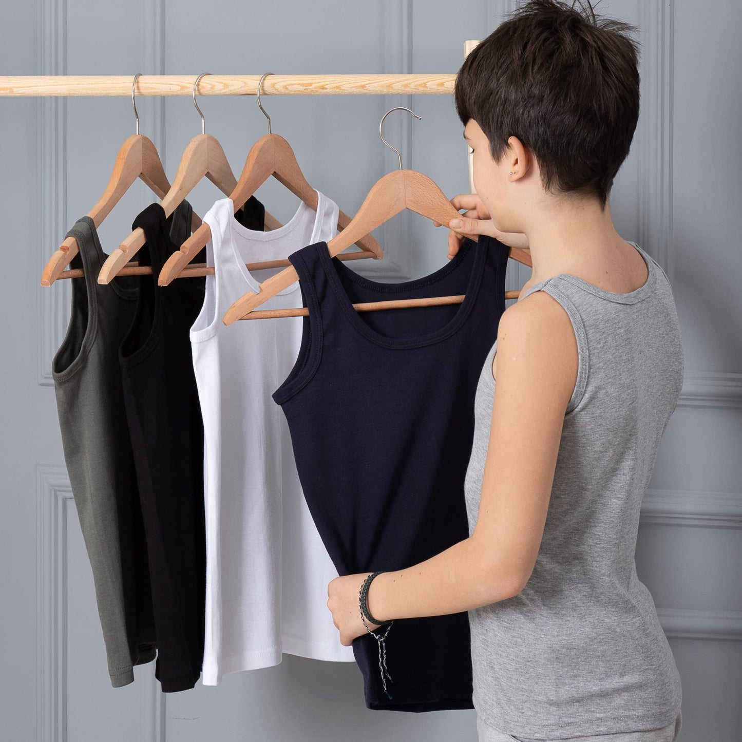 LOREZA ® 5 Pack Jungen Unterhemden Feinripp 100% Baumwolle ohne Seitennaht Tank Top