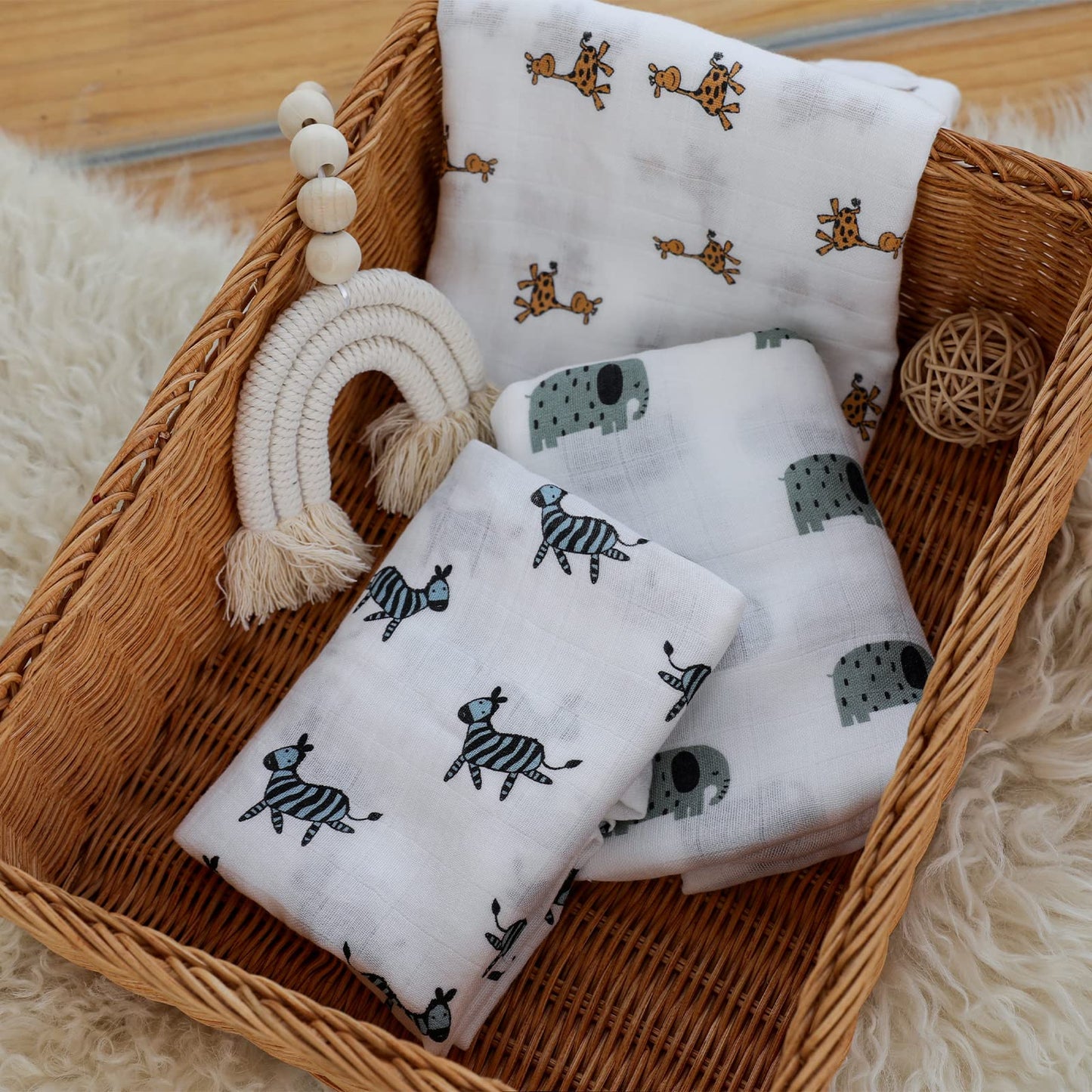 GLLQUEN Musselintücher für Babys, 6 Stück Spucktücher aus Baumwolle 70 cm x 70 cm, saugfähig und atmungsaktiv und ideal zum Reinigen, Abwischen und Abdecken von Neugeborenen