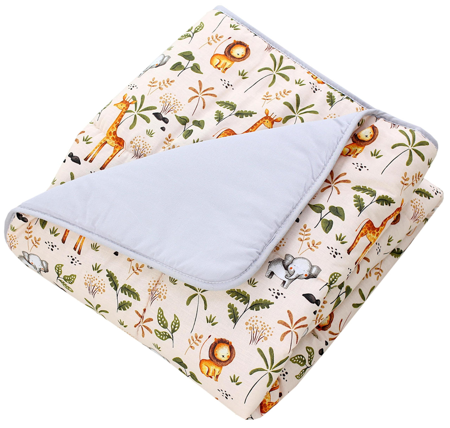 TupTam Krabbeldecke für Baby 120x120 cm - Gepolsterte Spieldecke Baby Baumwolle, XXL, OEKO-TEX, Weich & Hautfreundlich, Farbe: Wald/Beige - Meloni2