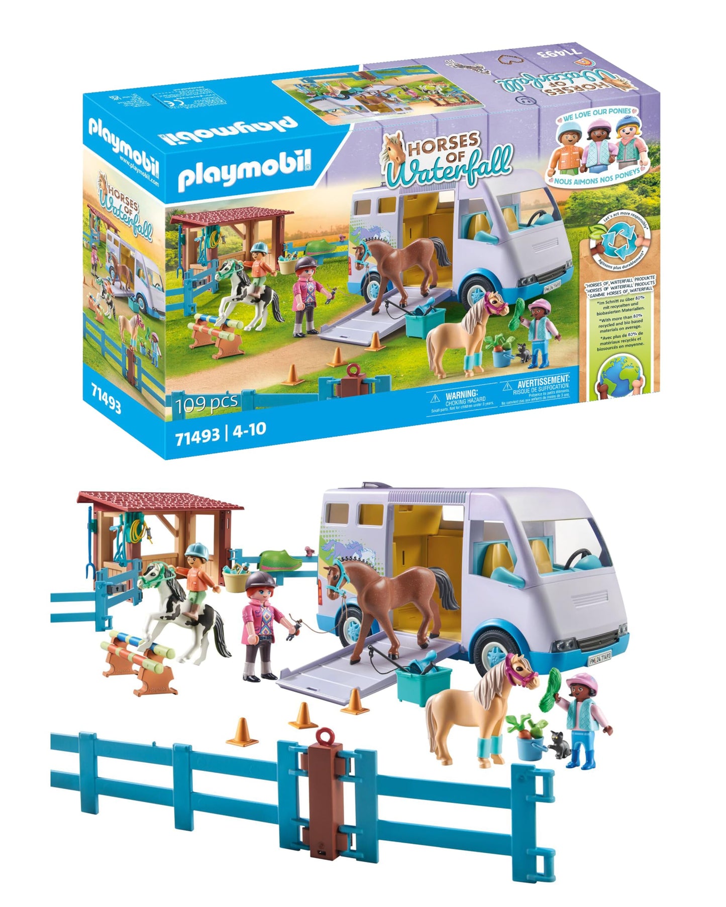 PLAYMOBIL Horses of Waterfall 71351 Waterfall Ranch, magisches Wasserfall-Paradies für Pferdefreunde, nachhaltiges Spielzeug für Kinder ab 5 Jahren