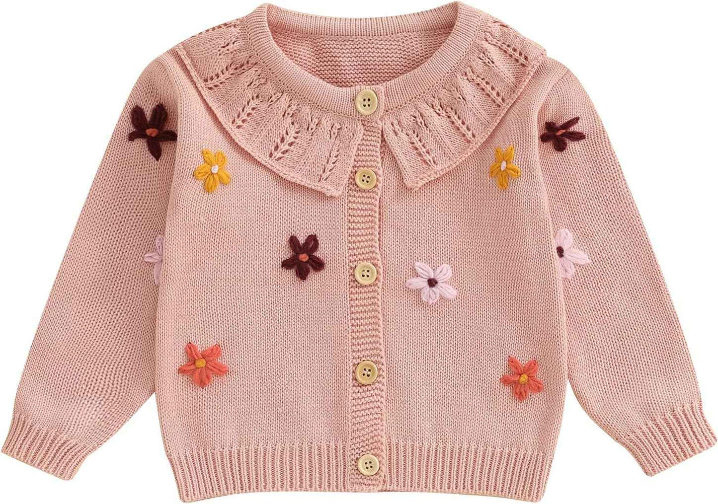 FOMOYUU Strickjacke für Kleinkinder und Neugeborene, Mädchen, langärmelig, Knopfleiste, Sweatshirt, Jacke, Herbst-Outfits