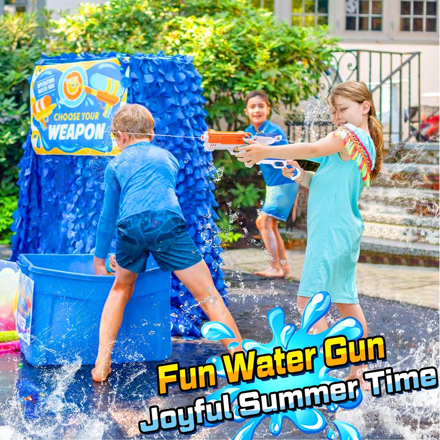 Quanquer Wasserpistole Kinder 280ML wasserpistolen mit 9 Meter Reichweite Outdoor Garten Strand Sommer Party Schwimmbad Spiele Spielzeug für Jungen Mädchen (2 Pack)