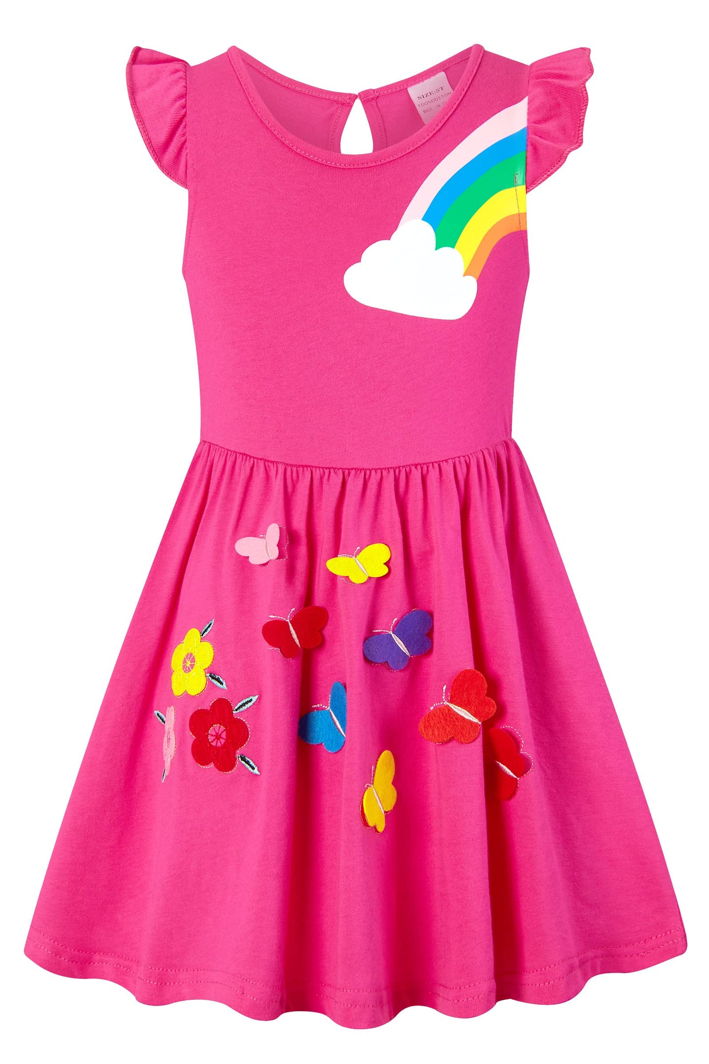 SFreeBo Girls Dresses Unicorn Rainbow Dress Kids Girls Gift Cotton Colourful Dresses for Girls 104 110 116 122 128
