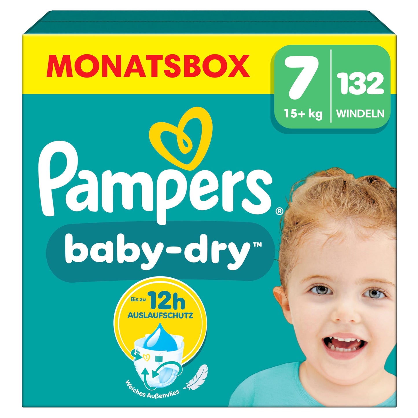 Pampers Baby-Dry Size 3, 222 Nappies, 6 kg - 10 kg, Up to 100% Leak Protection & Comfort All Night