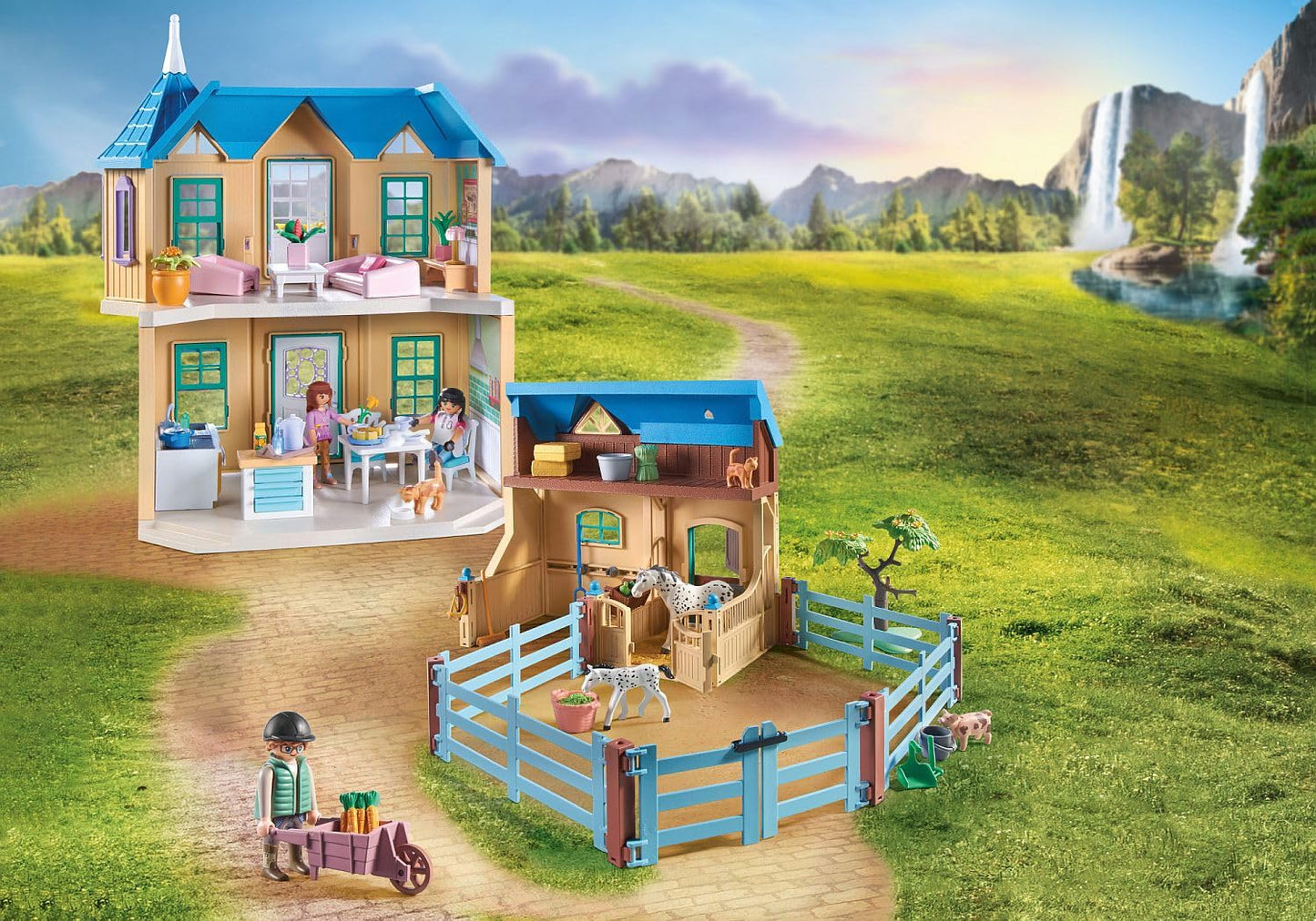 PLAYMOBIL Horses of Waterfall 71351 Waterfall Ranch, magisches Wasserfall-Paradies für Pferdefreunde, nachhaltiges Spielzeug für Kinder ab 5 Jahren