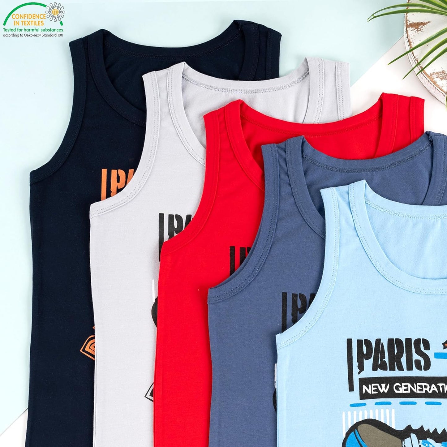 LOREZA ® 5 Pack Jungen Unterhemden aus Baumwolle Tank Top Unterwäsche Knaben