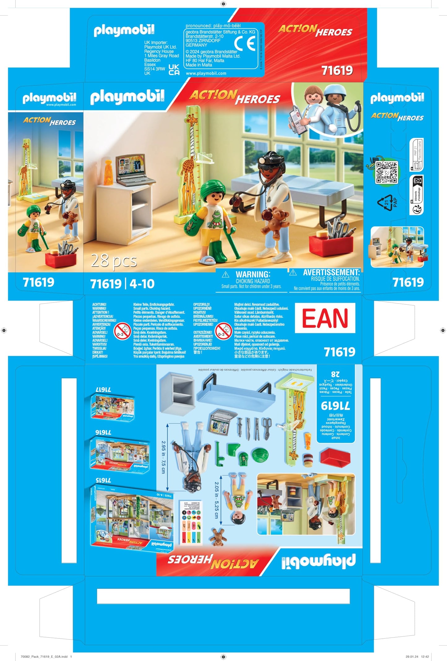 PLAYMOBIL | Action Heroes | Kinderarzt mit Teddybär | nachhaltiges Spielzeug für Kinder ab 4 Jahren | 71619