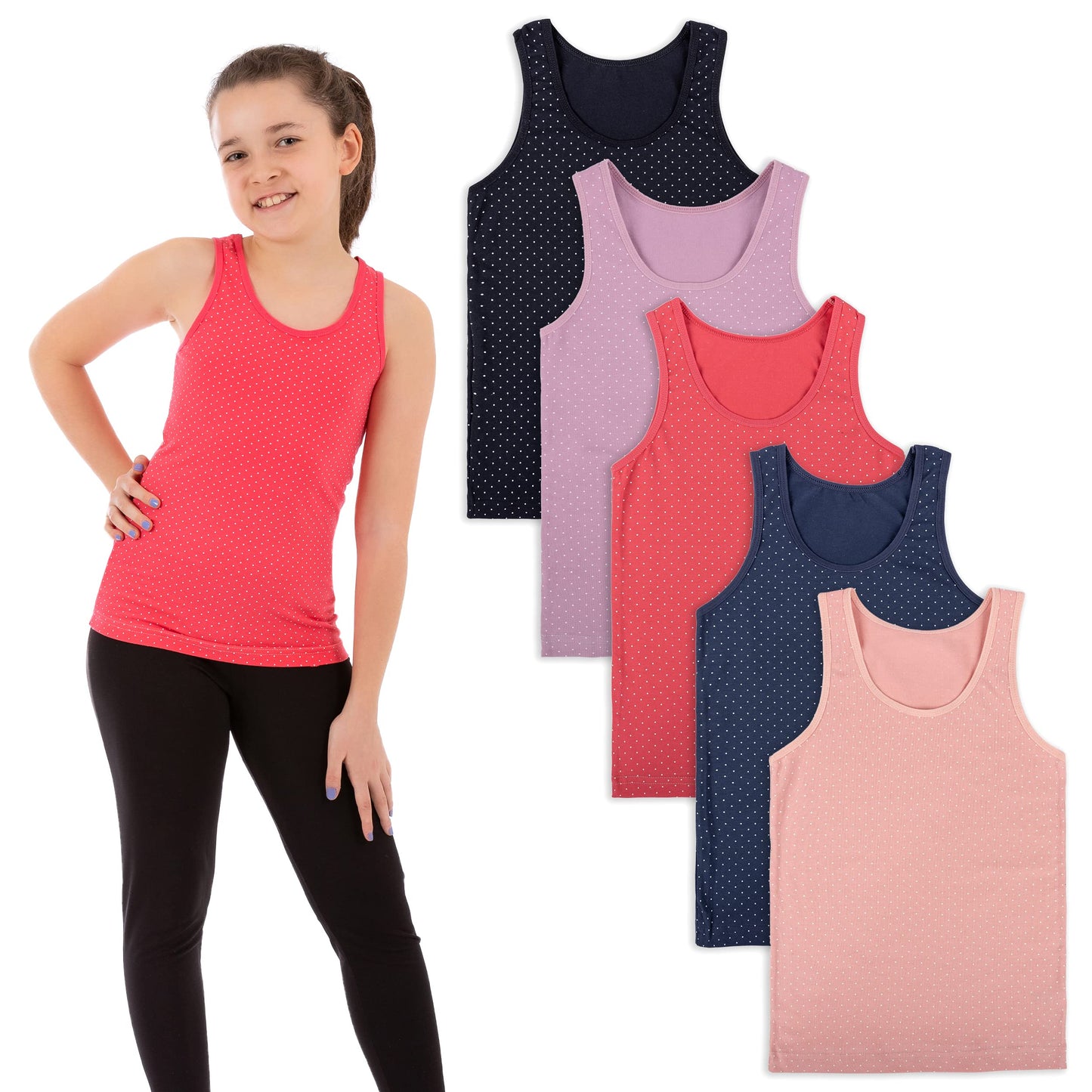 LOREZA ® 5 girls' cotton undershirts tank tops - sizes 92-170