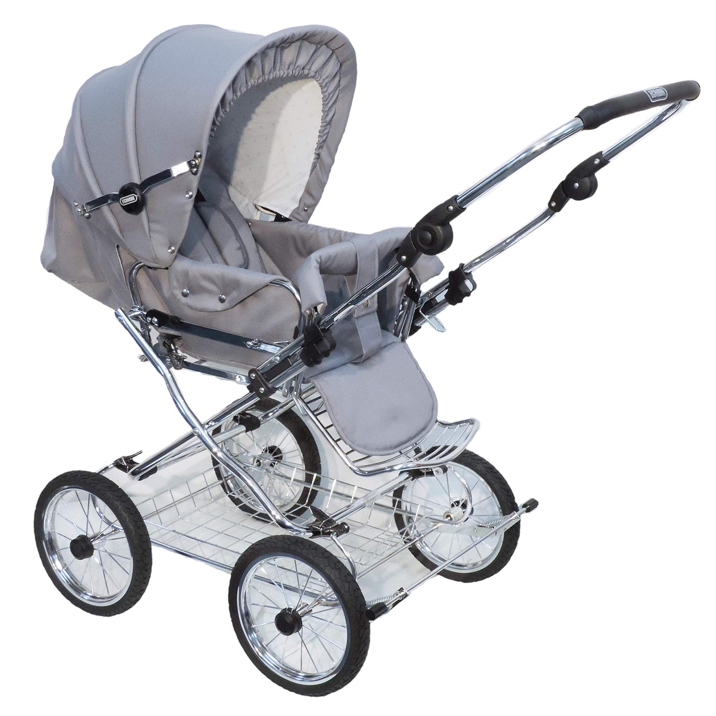 EICHHORN Kinderwagen Retro buggy sports buggy with leather strap frame and slider height adjustment, changeable viewing direction, fabric grey (EVA wheel)