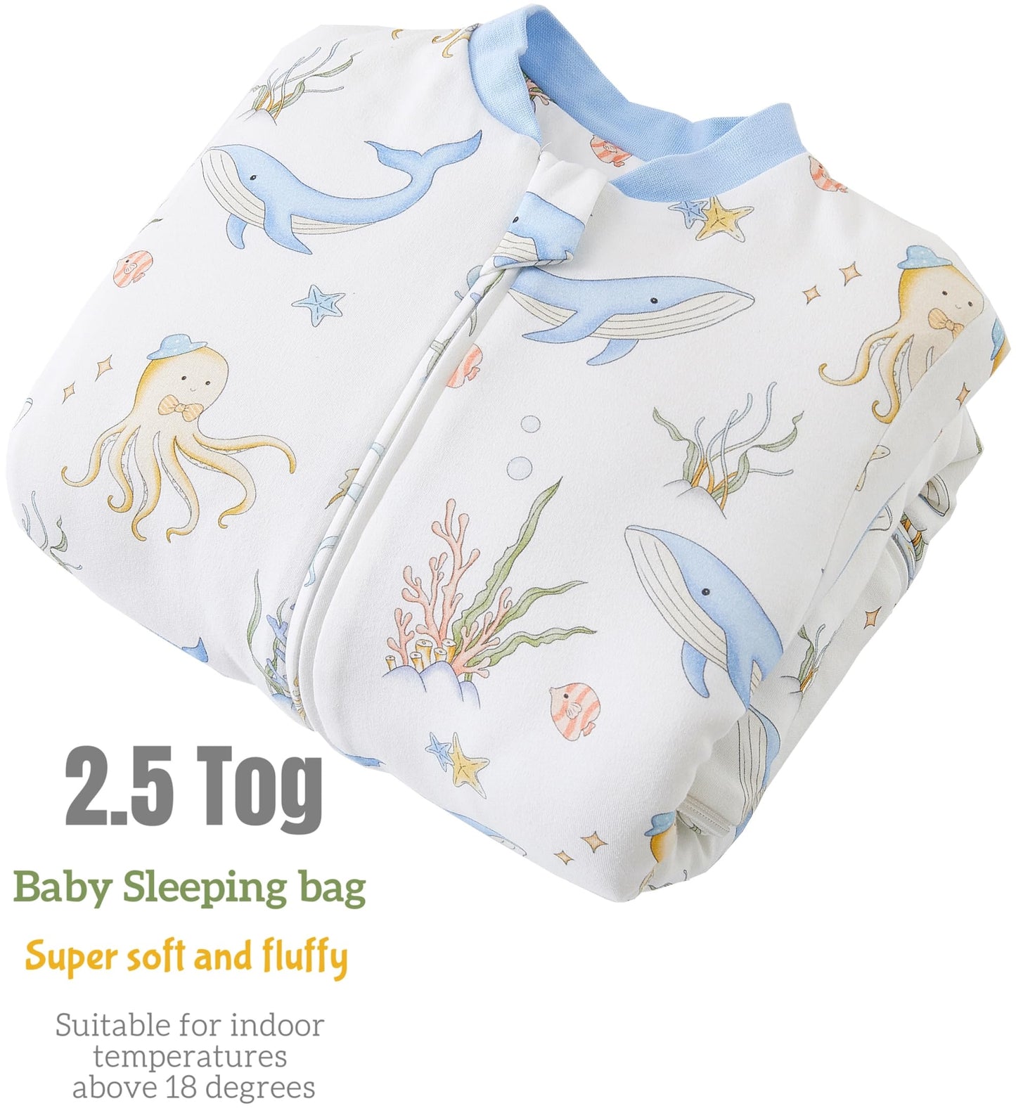 Chilsuessy Baby Sleeping Bag Winter with Removable Long Sleeve Organic Cotton Baby Sleeping Bag Small Children All-Year Sleeping Bag Pyjamas for Boys and Girls, Crown/2.5 Tog, 75-90 cm