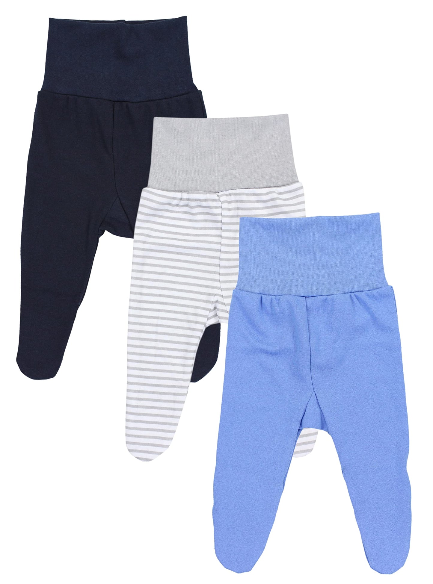 TupTam Pumphose Baby Jungen mit Fuß 3er Pack – Weiche Baby Hose aus Baumwolle mit Komfortbund