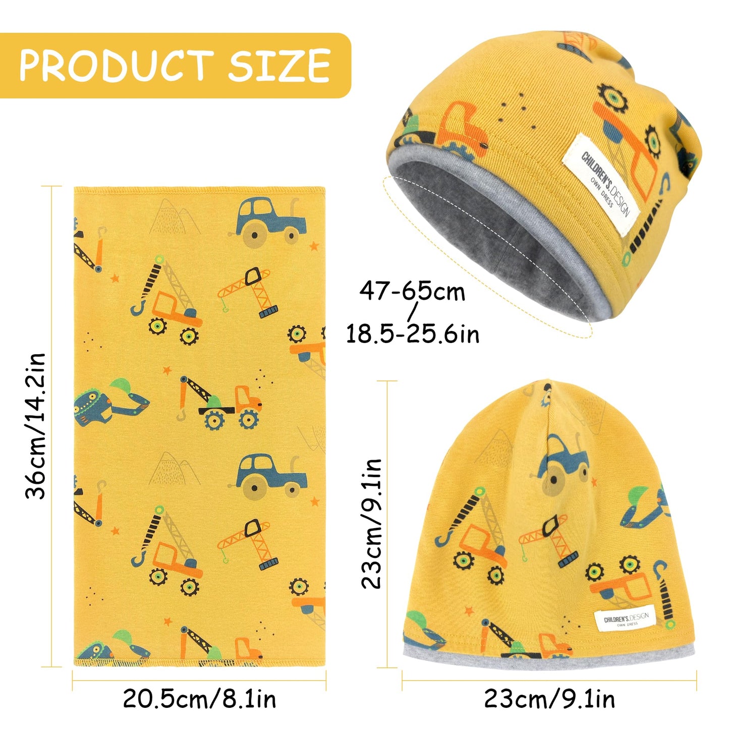 Kinder Beanie Mütze & Loop Schal Set, 95% Baumwolle Mütze Schal Set Mädchen Jungen 2-8 Jahren, Schlauchschal Warme Wintermütze Strickmützen für Herbst Winter Frühling