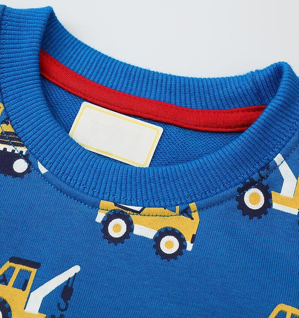 EULLA Children's Boys' Pullover Sweatshirt Long Sleeve Cotton Dinosaur Excavator Tractor Planets Winter Tops 1-7 Years 92 98 104 110 116 122