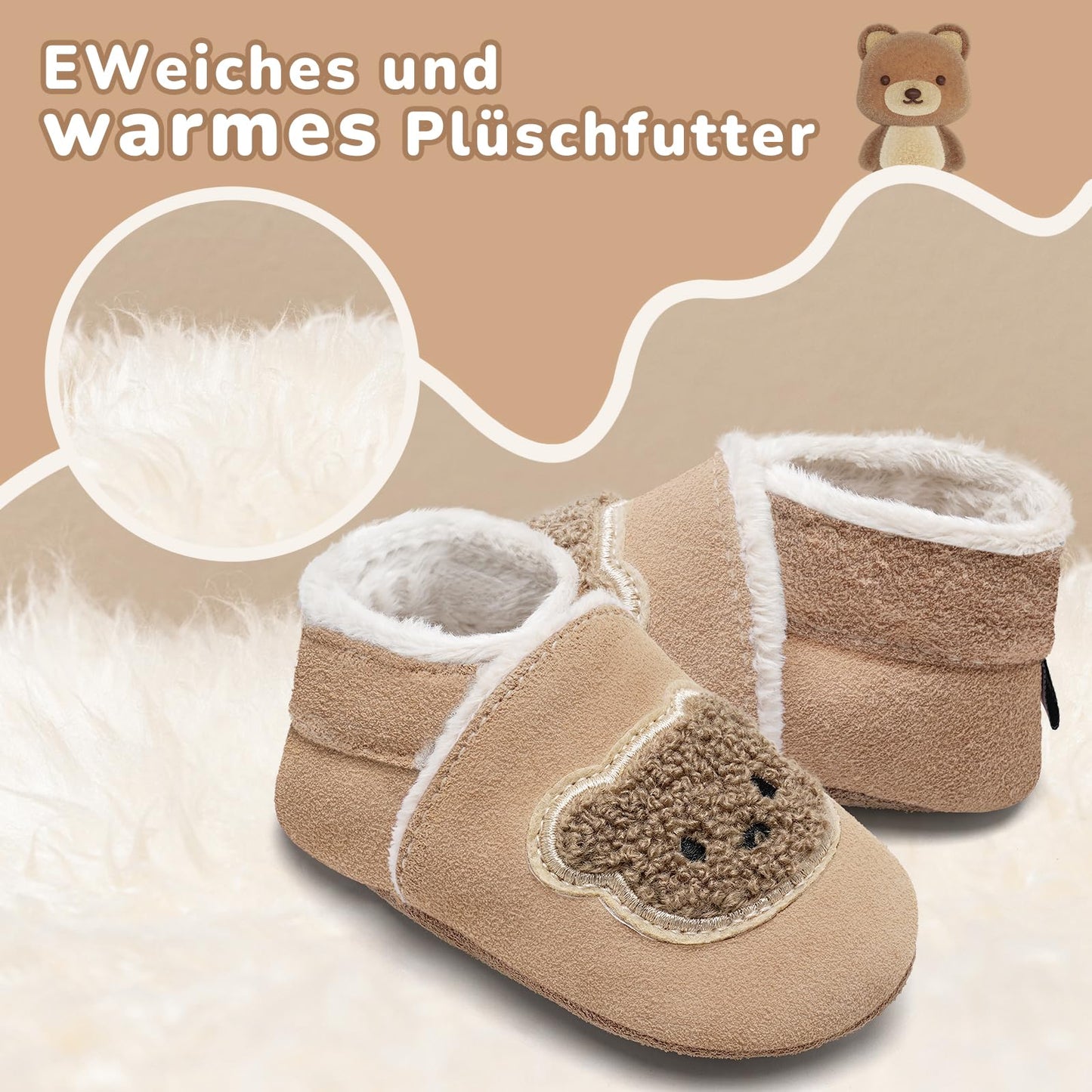 IceUnicorn Baby's Crawling Shoes, Winter First Walking Shoes, Baby Lined Leather Shoes, Soft Leather, Suede Soles, Leather Slippers