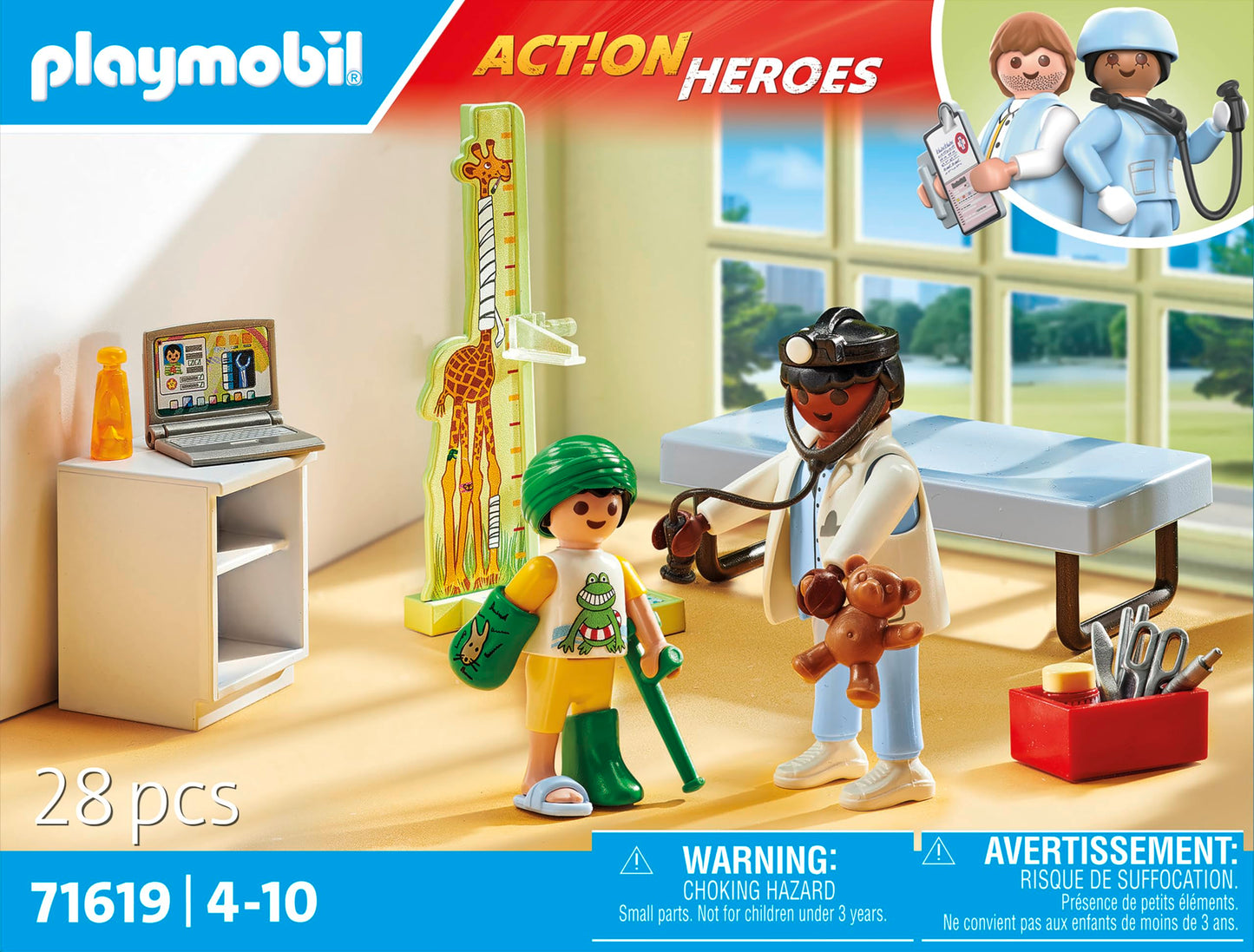 PLAYMOBIL | Action Heroes | Kinderarzt mit Teddybär | nachhaltiges Spielzeug für Kinder ab 4 Jahren | 71619