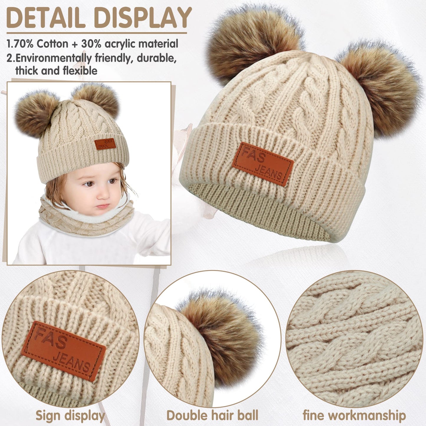 Kinder Wintermütze Schal Handschuhe Set - Strickmütze Beanie Hut für Mädchen Jungen 3-8 Jahre - Warme Winter Bekleidung