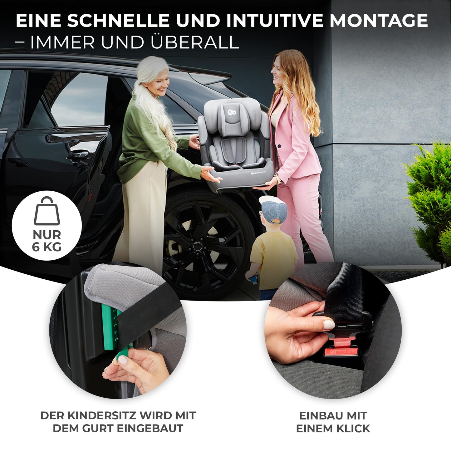 Kinderkraft Kinderautositz COMFORT UP I-SIZE, Autokindersitz, Kindersitz, ein Autositz für Kinder von 76-150 cm, 5-Punkt-Sicherheitsgurt, Einstellbare Kopfstütze, ECE R129/03, Grau - Meloni2