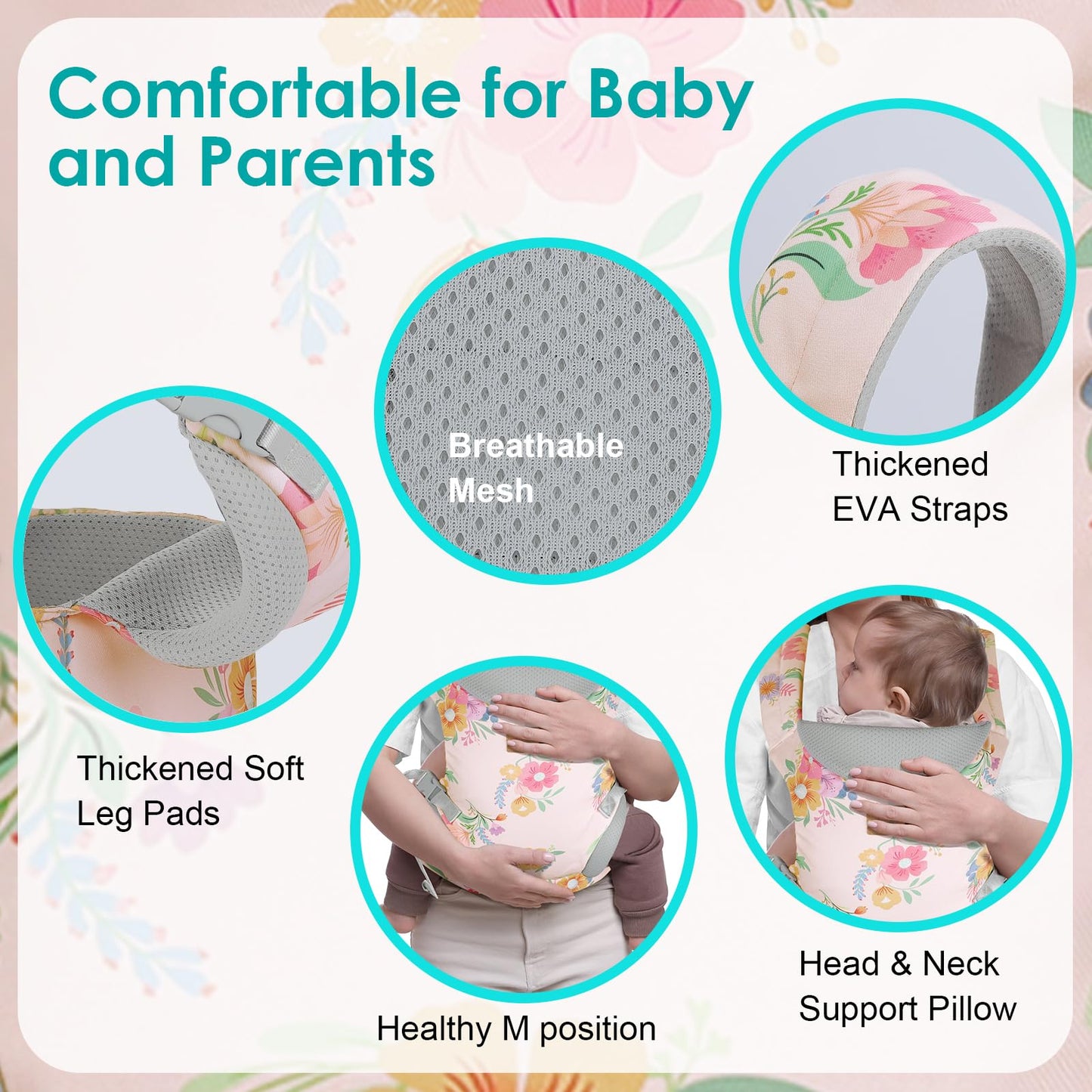YooxArmor Babytrage für Neugeborene ab Geburt,Ergonomische gemütlich und leichtgewichtig Babybauchtrage mit Nackenstütze,Rückentrage Baby-Tragetasche Geeignet für 3-30 kg