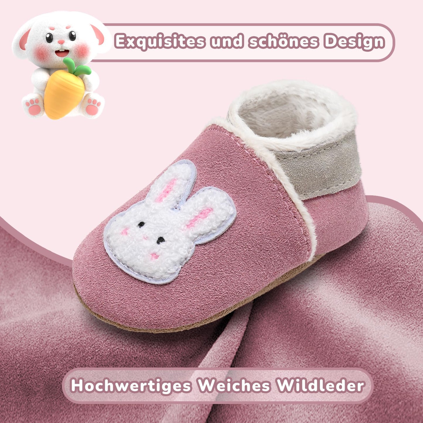 IceUnicorn Baby's Crawling Shoes, Winter First Walking Shoes, Baby Lined Leather Shoes, Soft Leather, Suede Soles, Leather Slippers