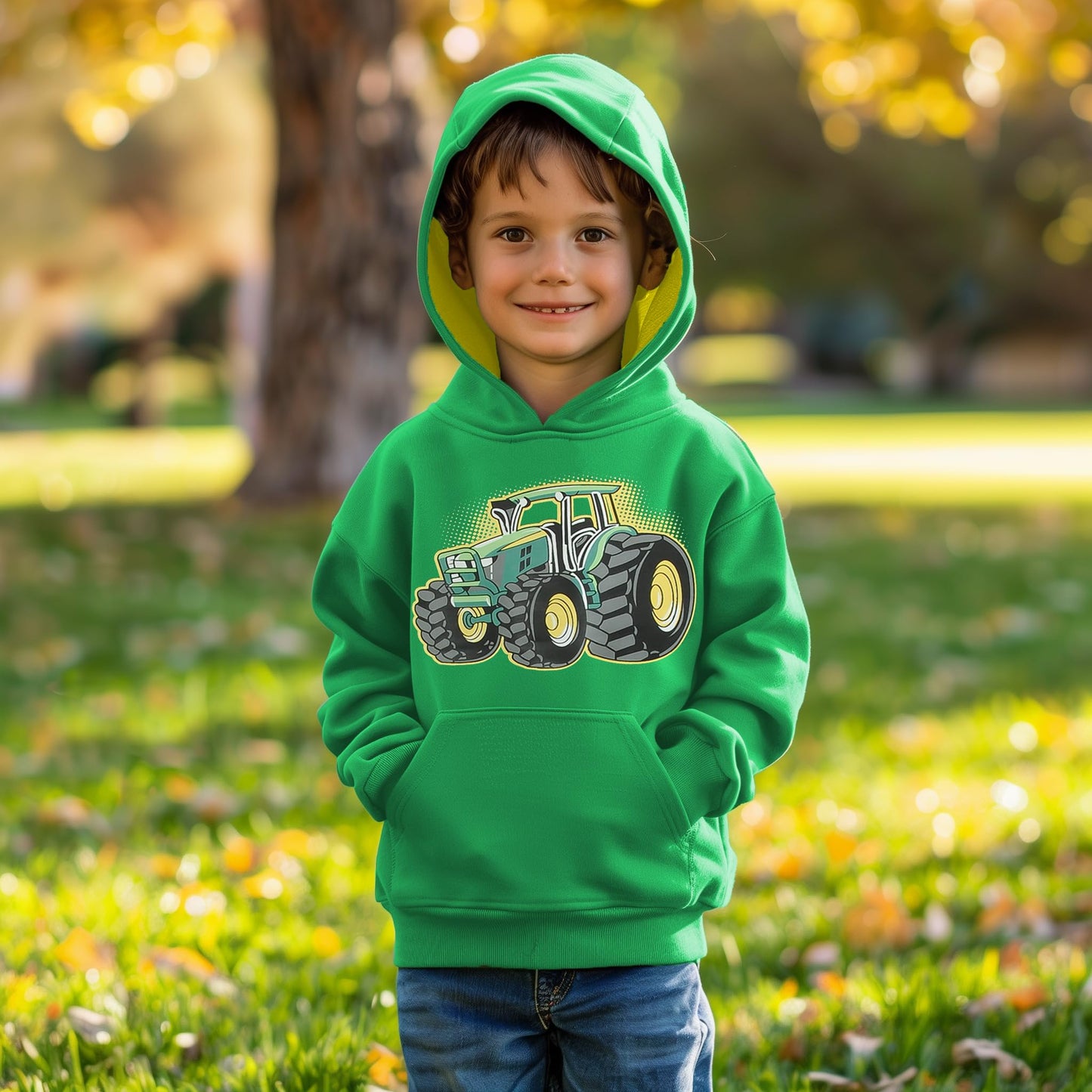 CM-Kid Hoodie Jungen Kapuzenpullover Langarm Bunt Kinder Sweatshirts Traktor Truck Dinosaurier Tops 1-7 Jahre Gr.92-134