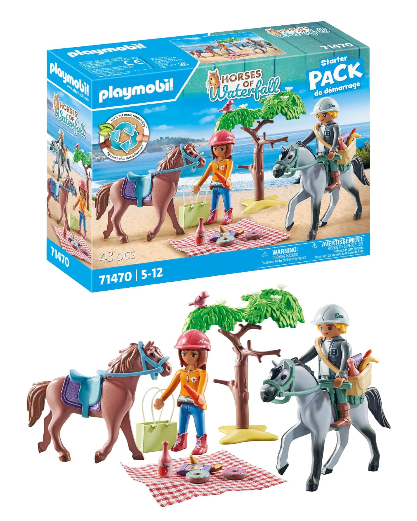 PLAYMOBIL Horses of Waterfall 71496 Pony Carriage, Magical Trip with the Pony, Exciting Adventures at the Waterfall Ranch, Detailed Toy for Children from 4 Years
