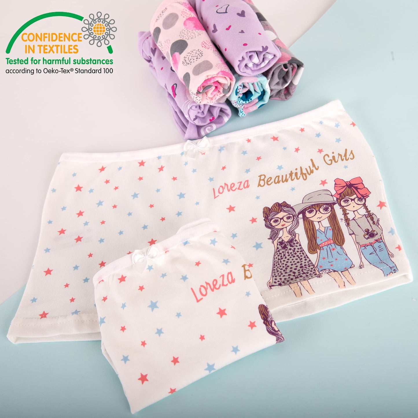 LOREZA ® 10er Pack Mädchen Pantys Boxershorts Unterwäsche aus Baumwolle - Gr. 92-170