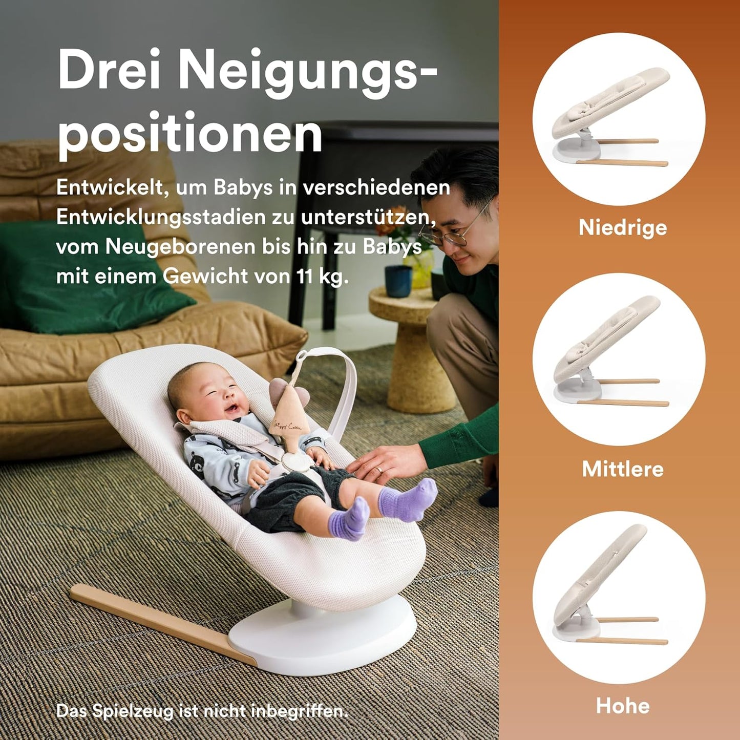 Stokke Yoga Baby Rocker & Swing, Light Sand - 2 Directions of Movement for Soothing & Stimulation of Babies up to 11 kg - With Newborn Pillow for Head Support - 3 Adjustable Positions