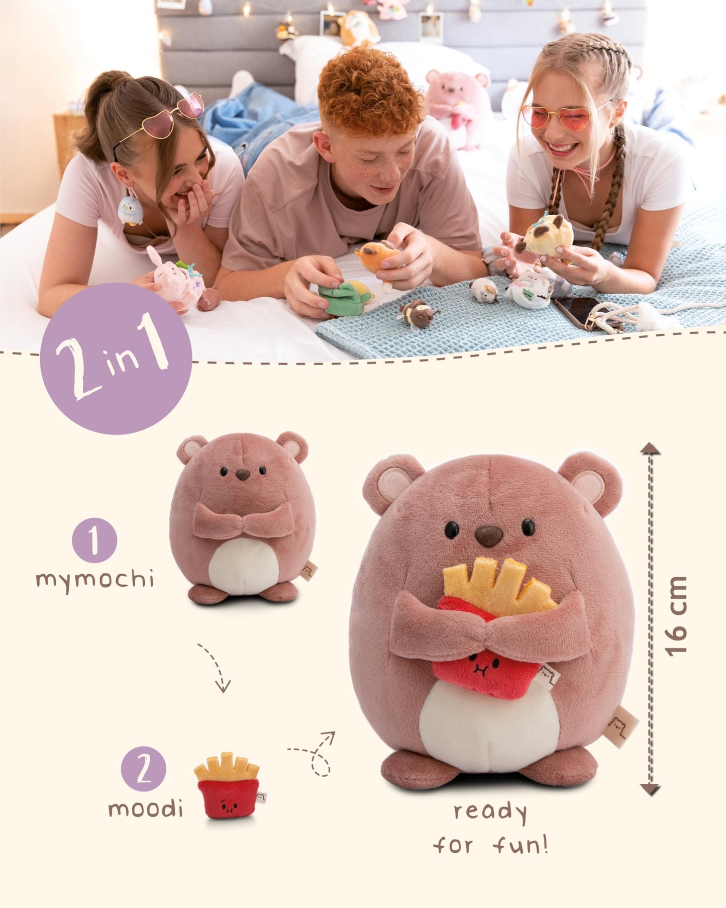 NICI MYMOCHI Fuchs Kuscheltier Geeks 16 cm mit Videospiel in Geschenkbox 11x12x6,5 cm, Flauschiges Stofftier zum Kuscheln, Spielen und Liebhaben - 61151