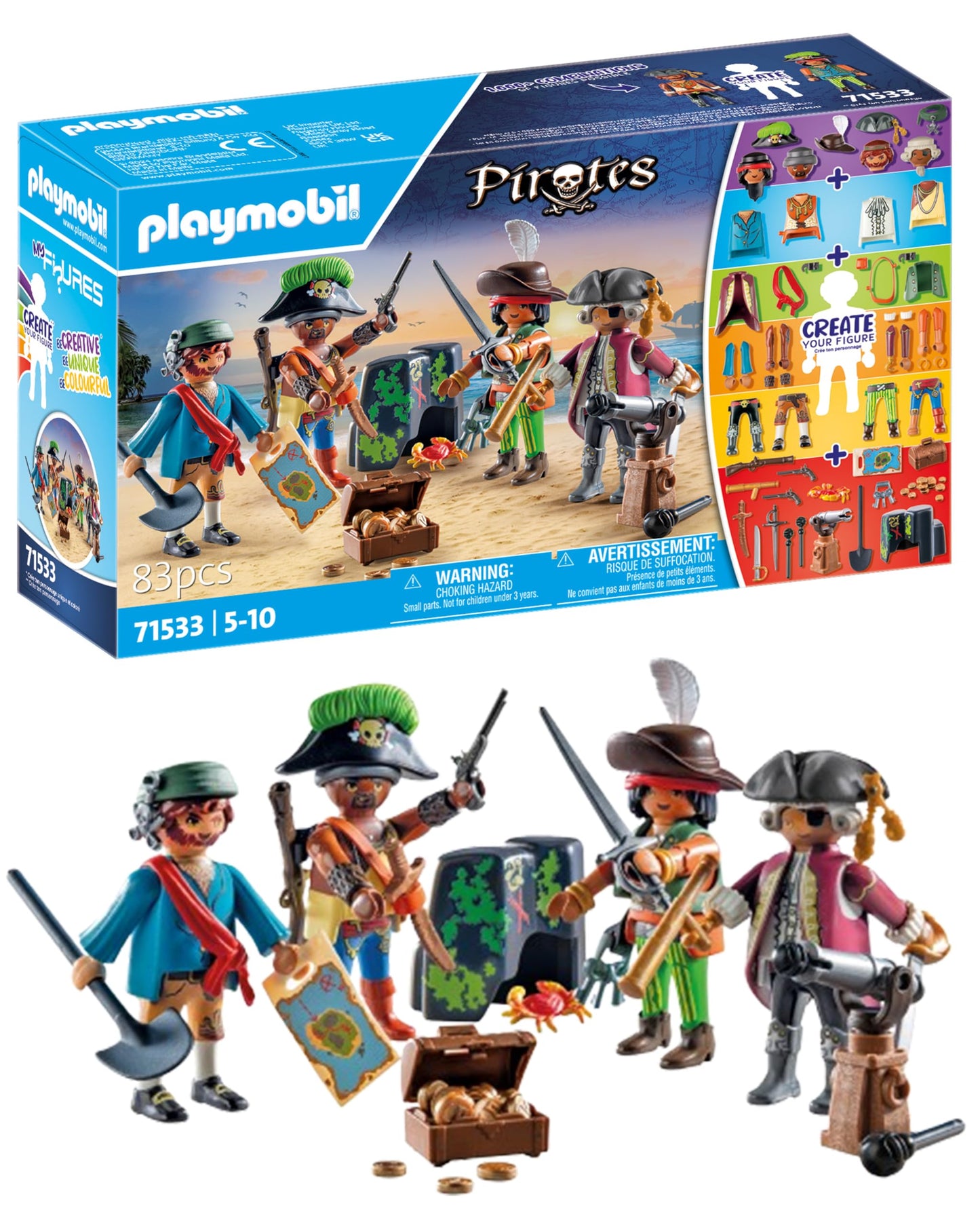 PLAYMOBIL | Pirates | Gefahr durch Riesenhai | Piratenspielzeug | Spielzeugfiguren | Spielzeug für Kinder ab 4 Jahren | 71793