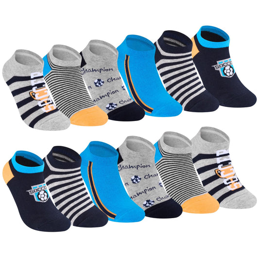 Cirorld Sneaker Children's Socks, 6 Pairs of Boys' Sports Socks, Football Cotton School Socks, Colorful Children's Socks for Everyday Wear and Sports