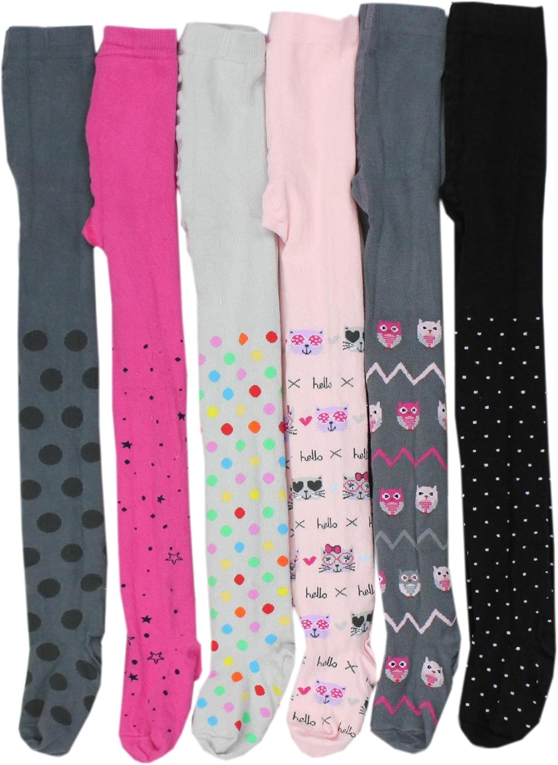 TupTam, Girls' Knitted Tights, Colourful Pattern, Pack of 6