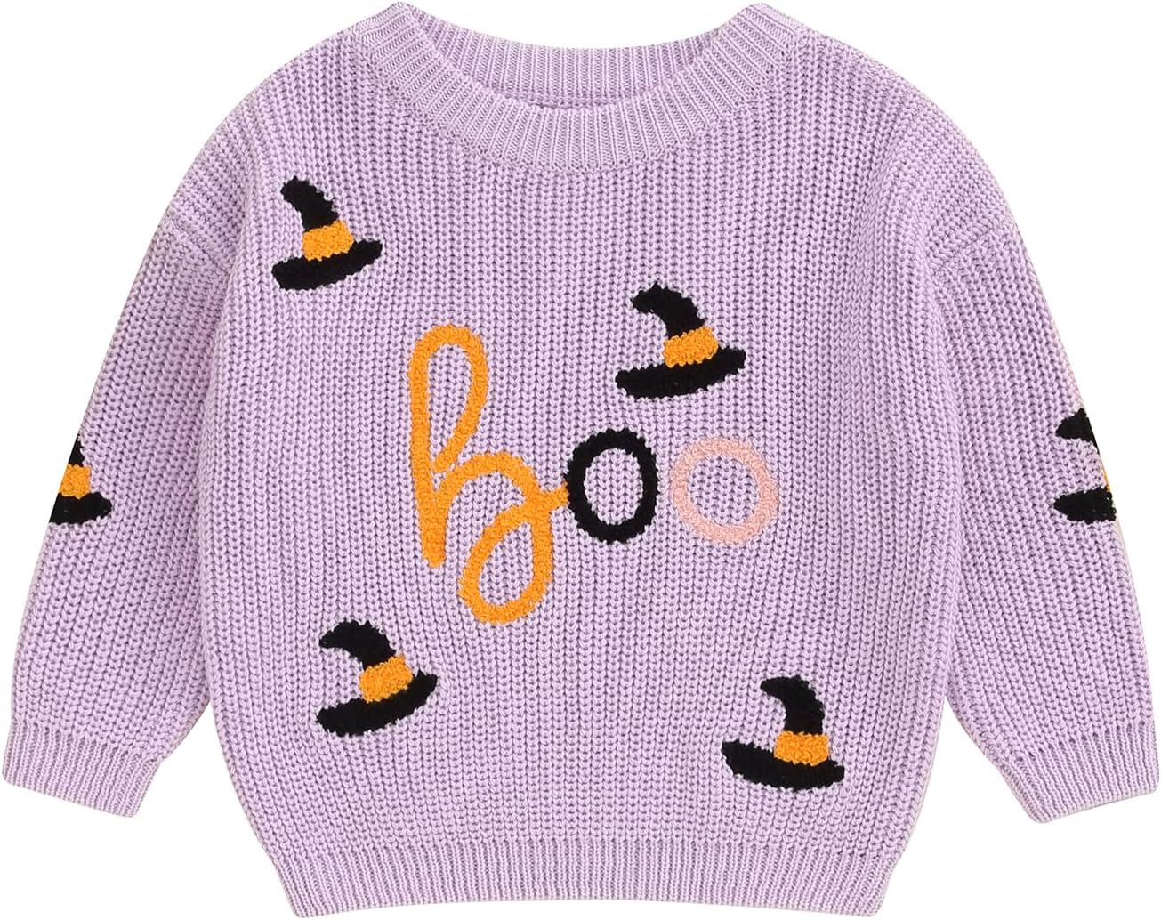 Yassiglia Baby Halloween Strickpullover Kleinkinder Kürbis/Geist Sweatshirt Langarm Rundhals Gestrickter Pullover Neugeborenes Baby My First Halloween Outfit