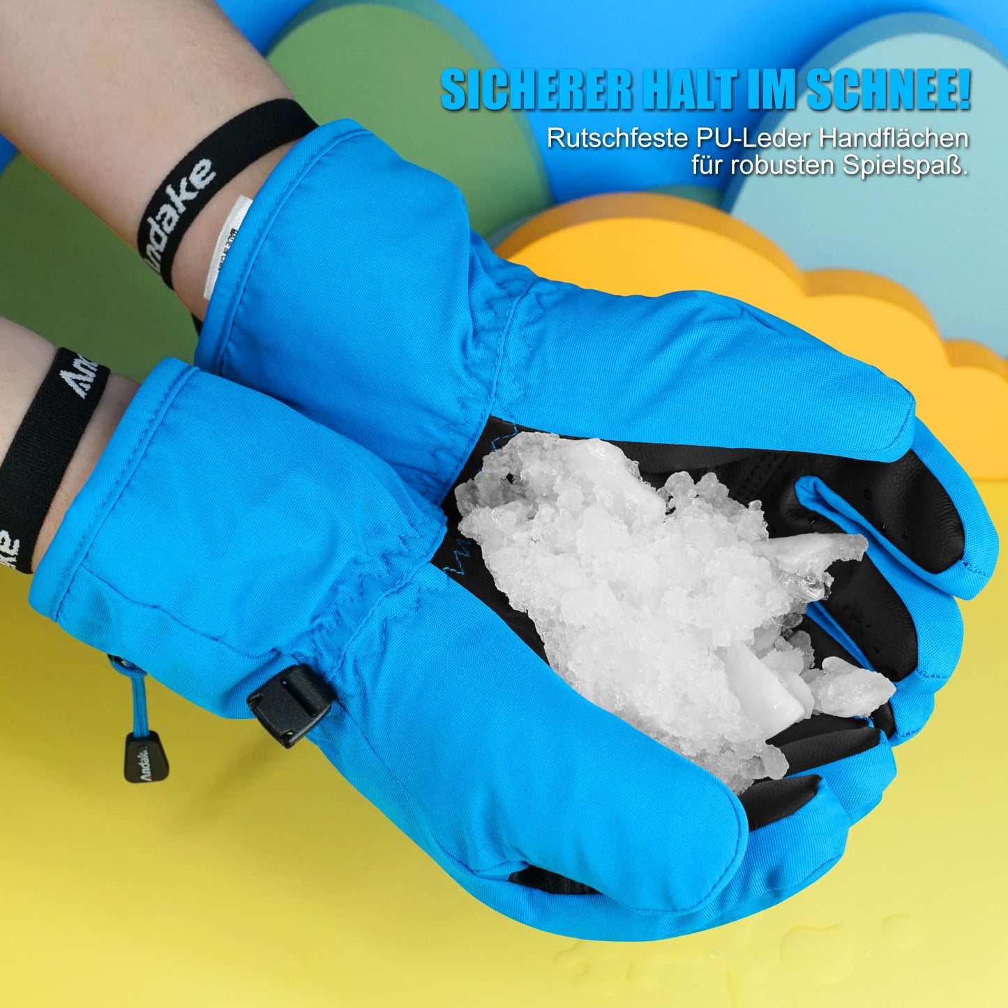 Andake Children's gloves, windproof, waterproof, warm winter gloves, skiing, outdoor sports, riding gloves, boys and girls