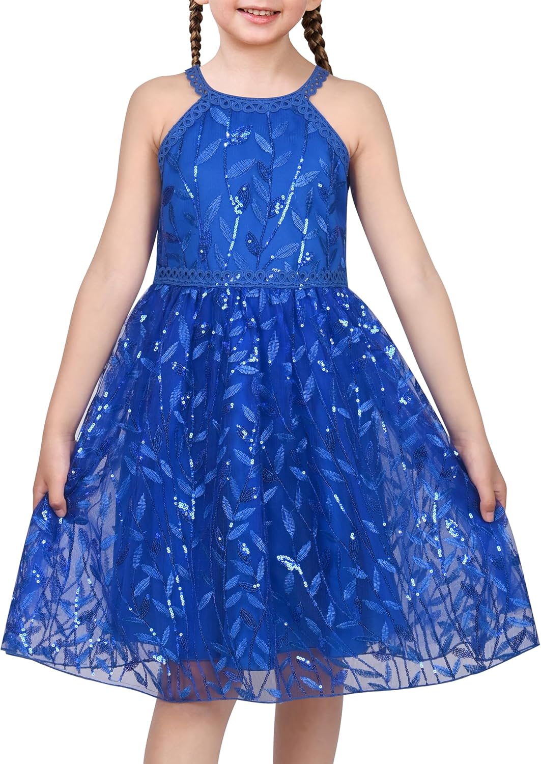 Sunny Fashion Mädchen Kleid Türkis Schmetterling Gestickt Halfter Kleid Party Gr. 104-146