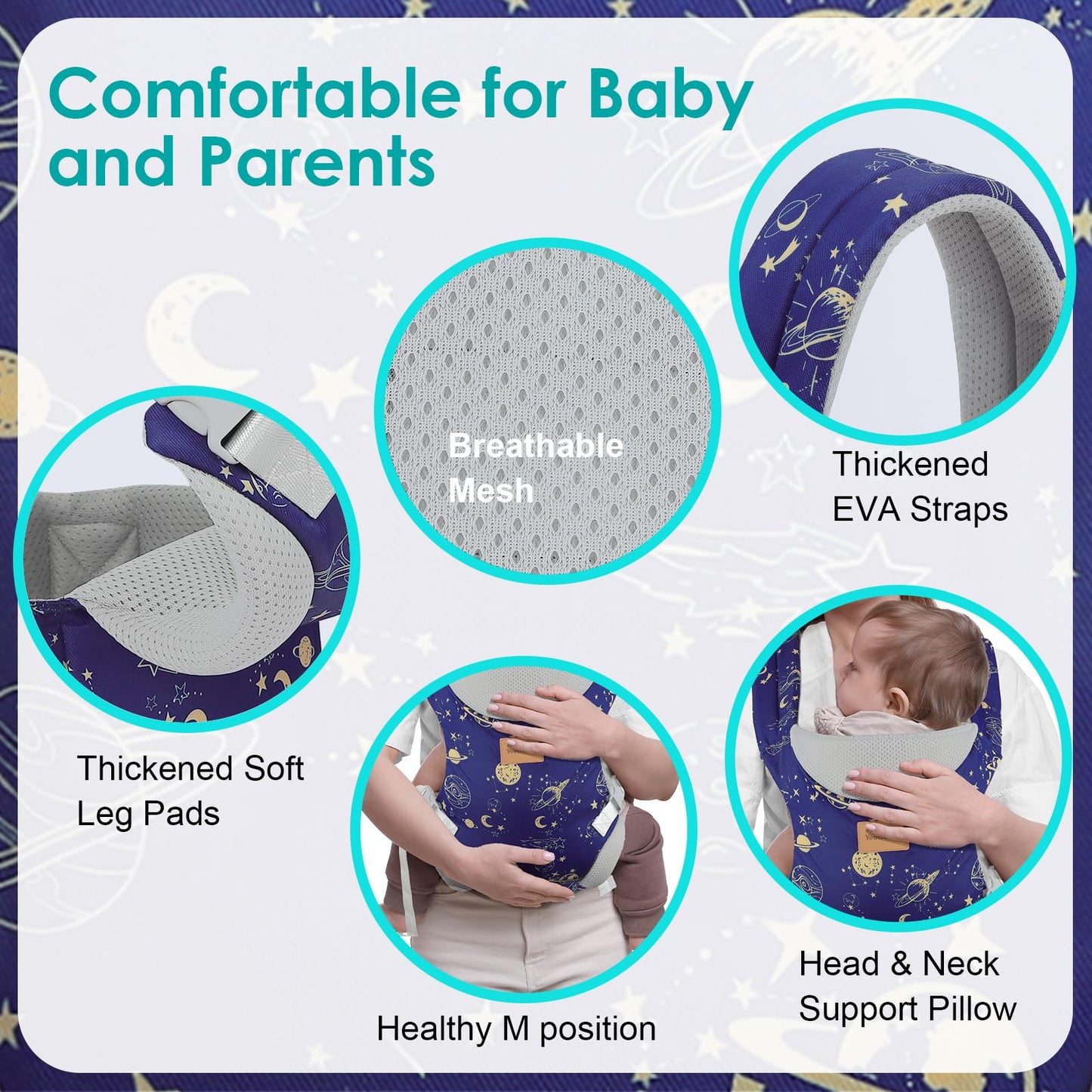 YooxArmor Babytrage für Neugeborene ab Geburt,Ergonomische gemütlich und leichtgewichtig Babybauchtrage mit Nackenstütze,Rückentrage Baby-Tragetasche Geeignet für 3-30 kg