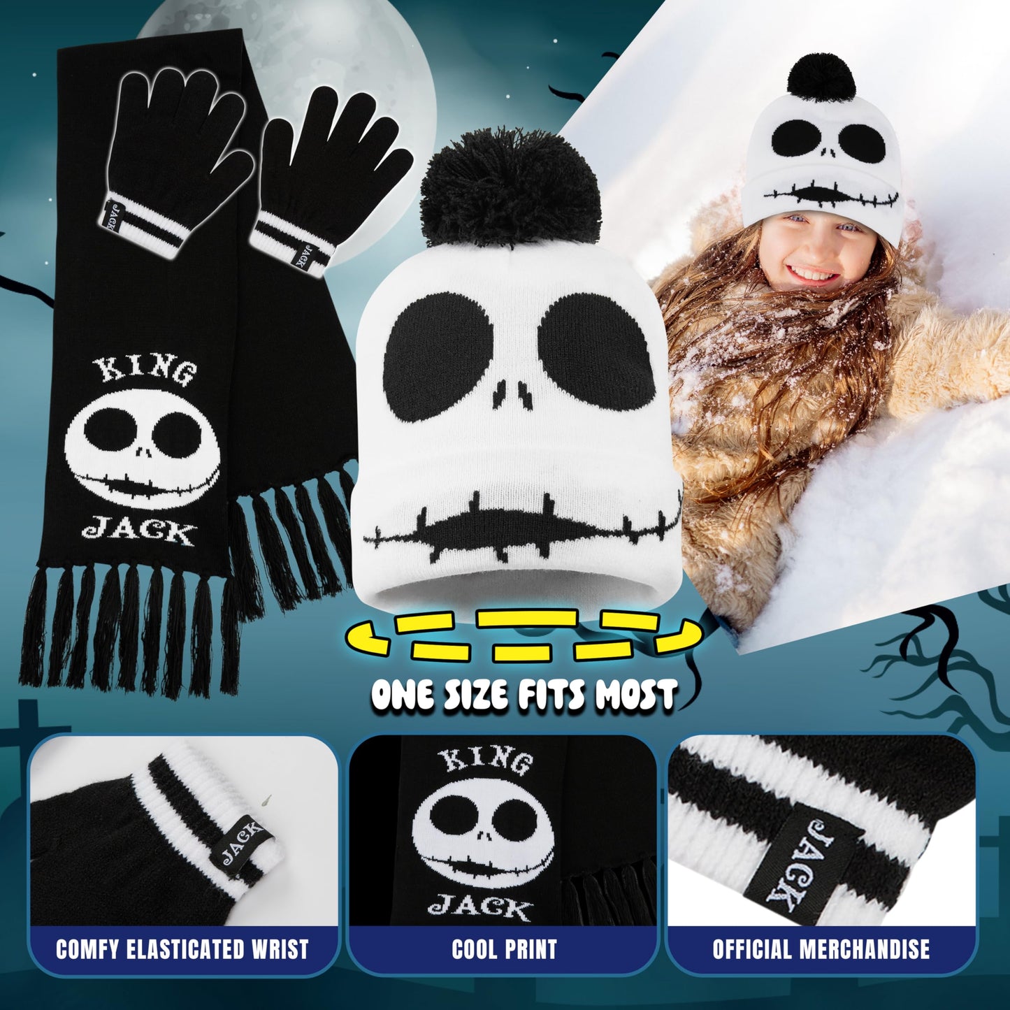 Disney The Nightmare Before Christmas Girls' Winter Accessory Set - Gifts Girls