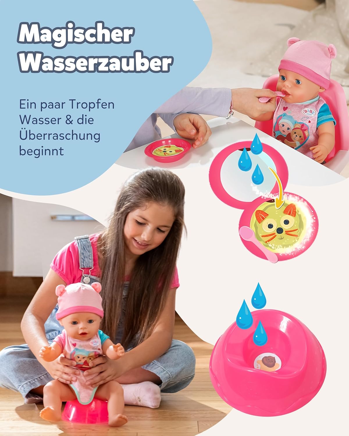 BABY born Emma - 43 cm Baby Doll - 10 Functions Including Accessories & Romper - Works Completely Without Batteries - Suitable for Children from 3 Years