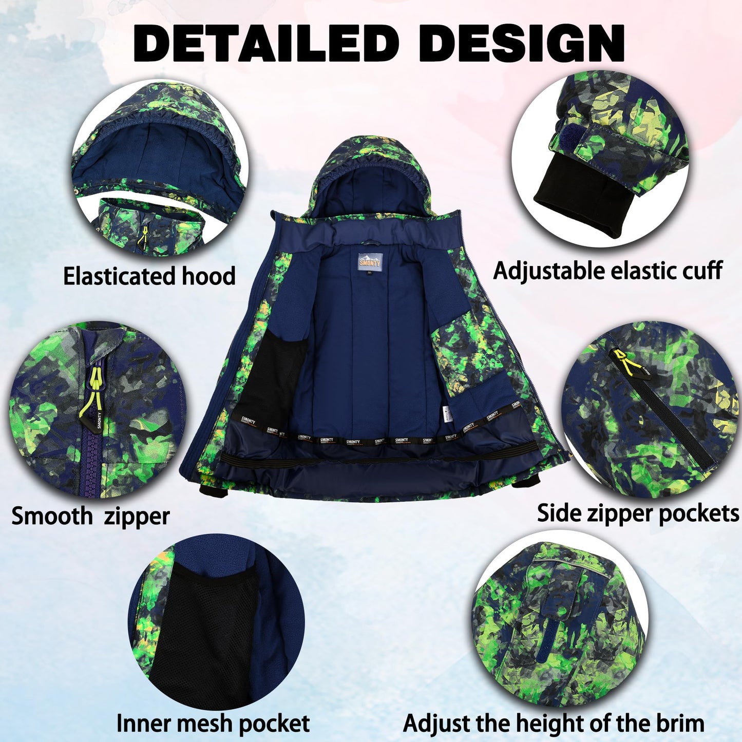 SMONTY SNOWER Boys' Snowsuit with Removable Hood, Ski Suit, Extra Warm, Winter Suit