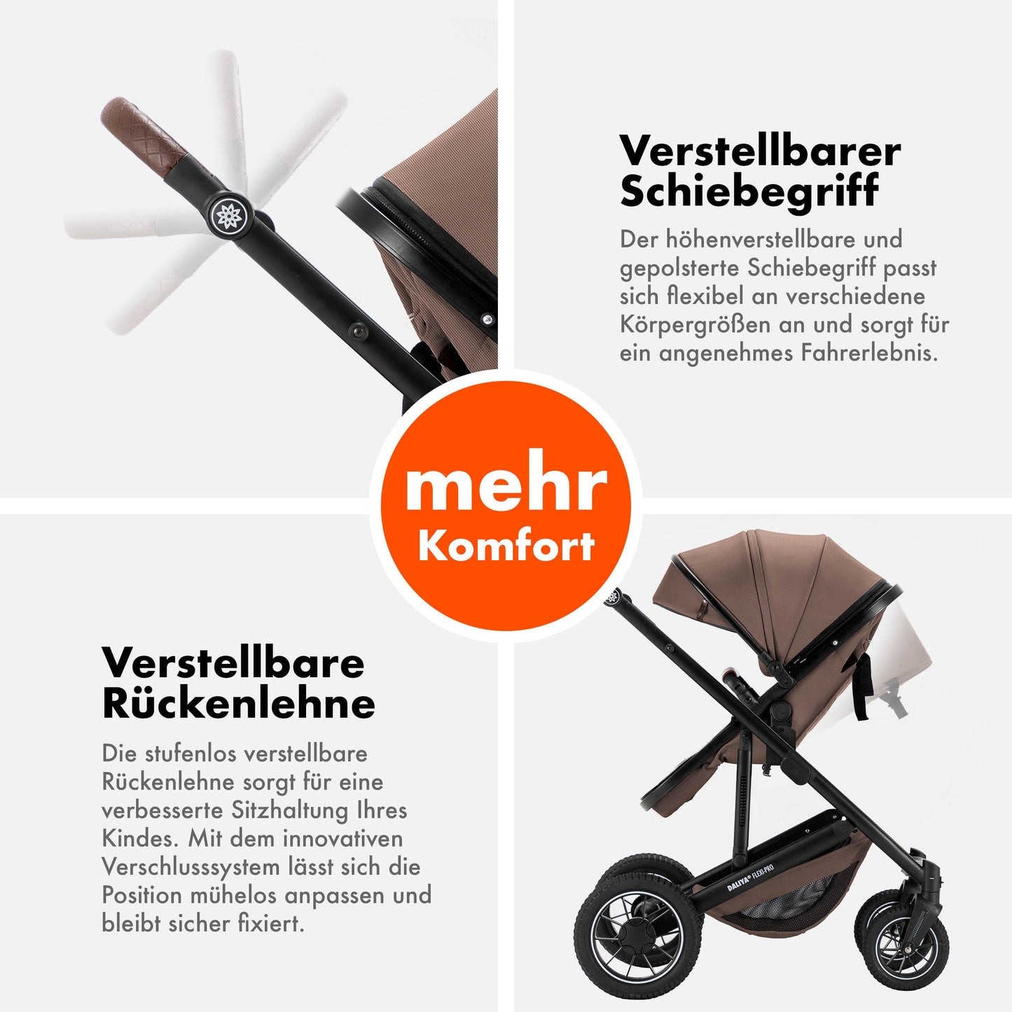 Daliya® FLEXI-PRO M 2in1 Kombikinderwagen & Buggy – XXL-Set, Reise-Kinderwagen mit Einhand-Abnahme, Wetterschutz, Sportsitz, Wickeltasche, Spieltisch, Regenschutz, dicke Matratze (Olivgrün)